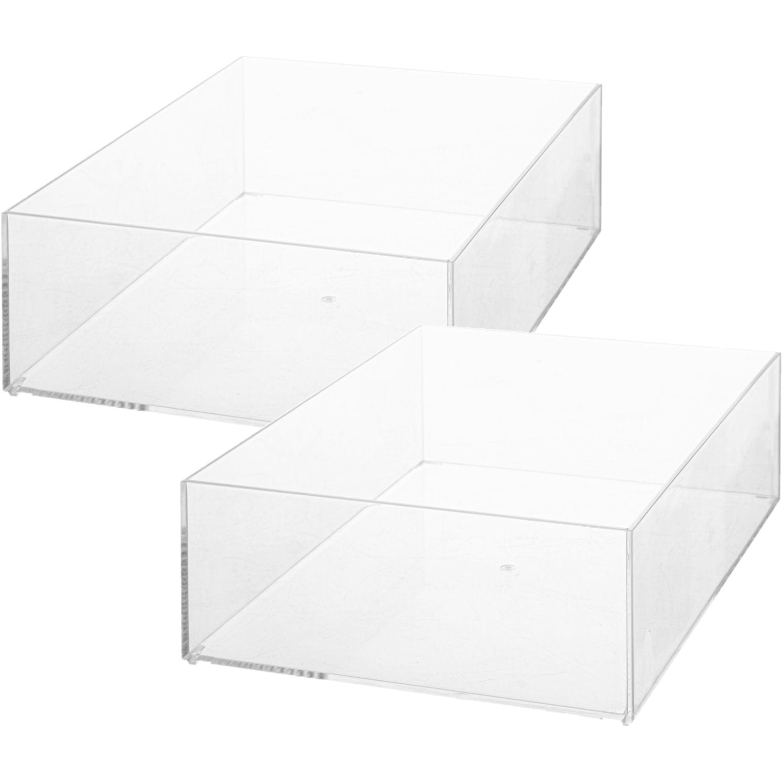 Set van 2x stuks sieraden/make-up houder/box rechthoek 25,5 x 8,5 cm van kunststof -