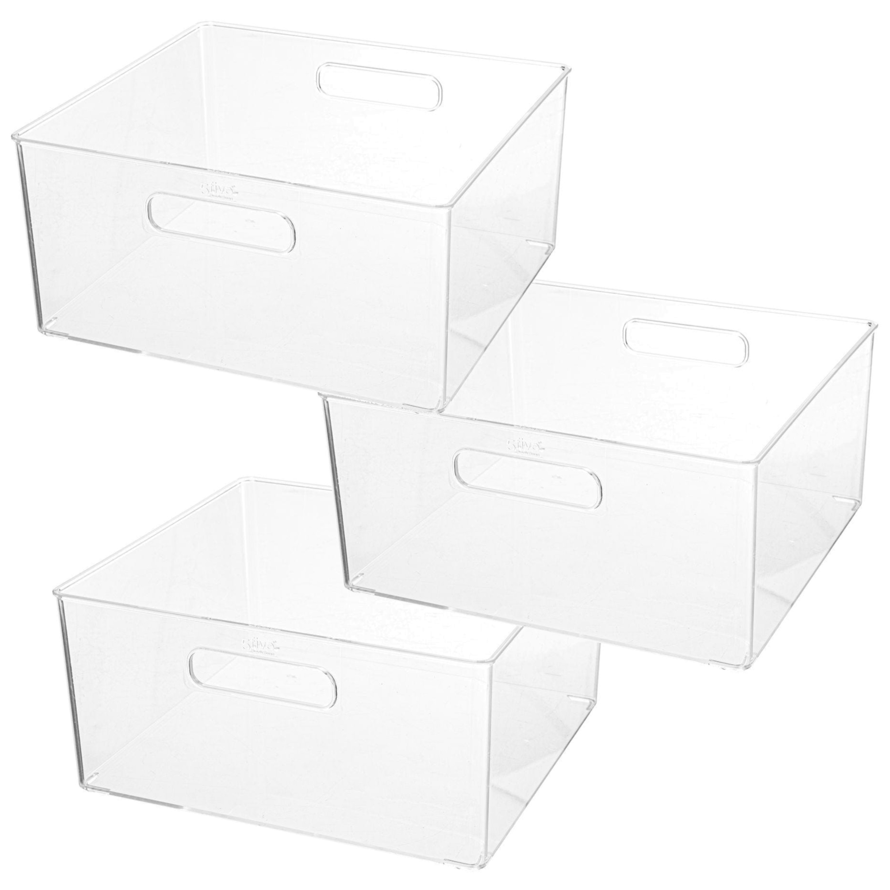 Set van 3x stuks creme potjes/flesjes/make-up houder/box vierkant 31 x 15 cm van kunststof -