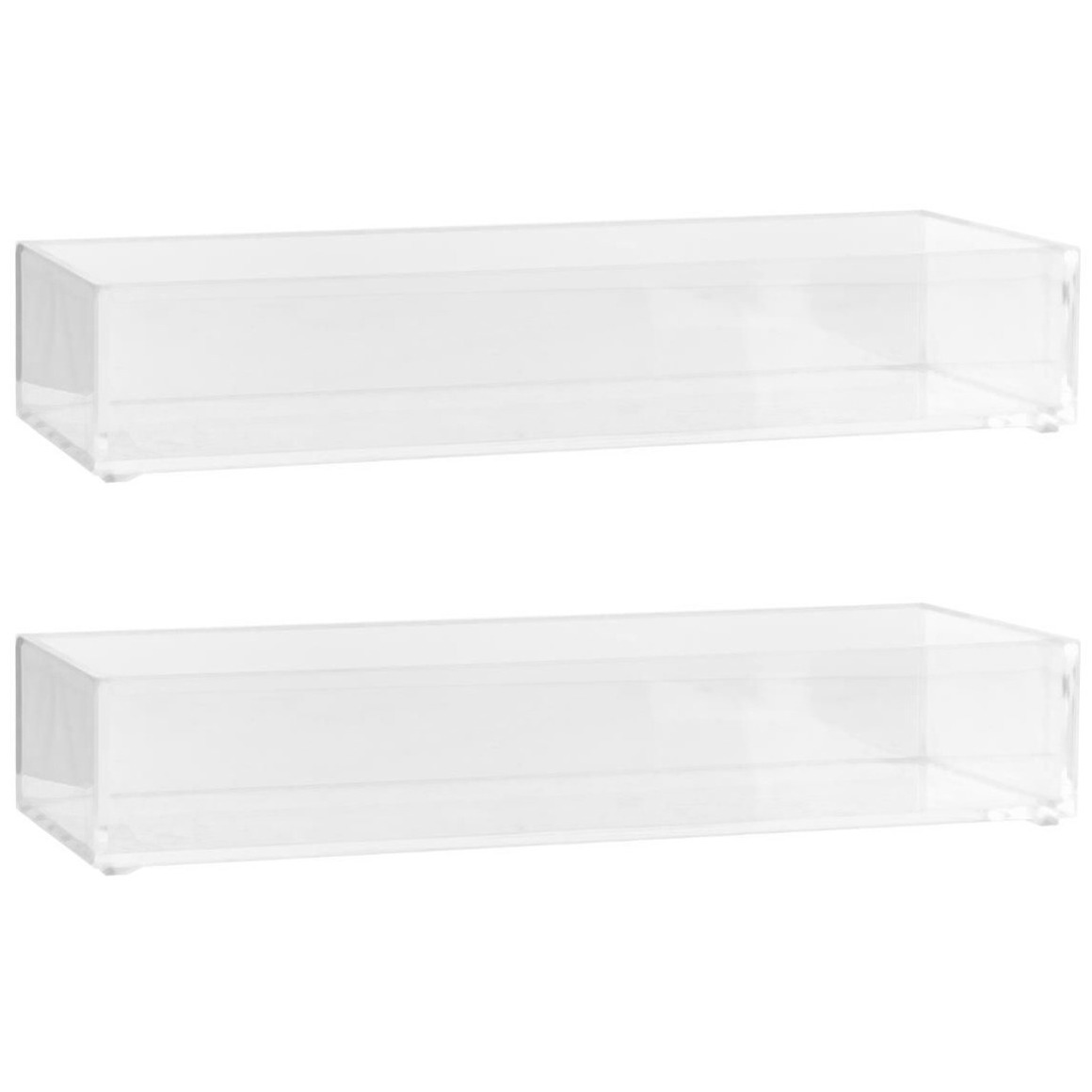 Set van 2x stuks sieraden/make-up houder/box rechthoek 25,5 x 5 cm van kunststof -