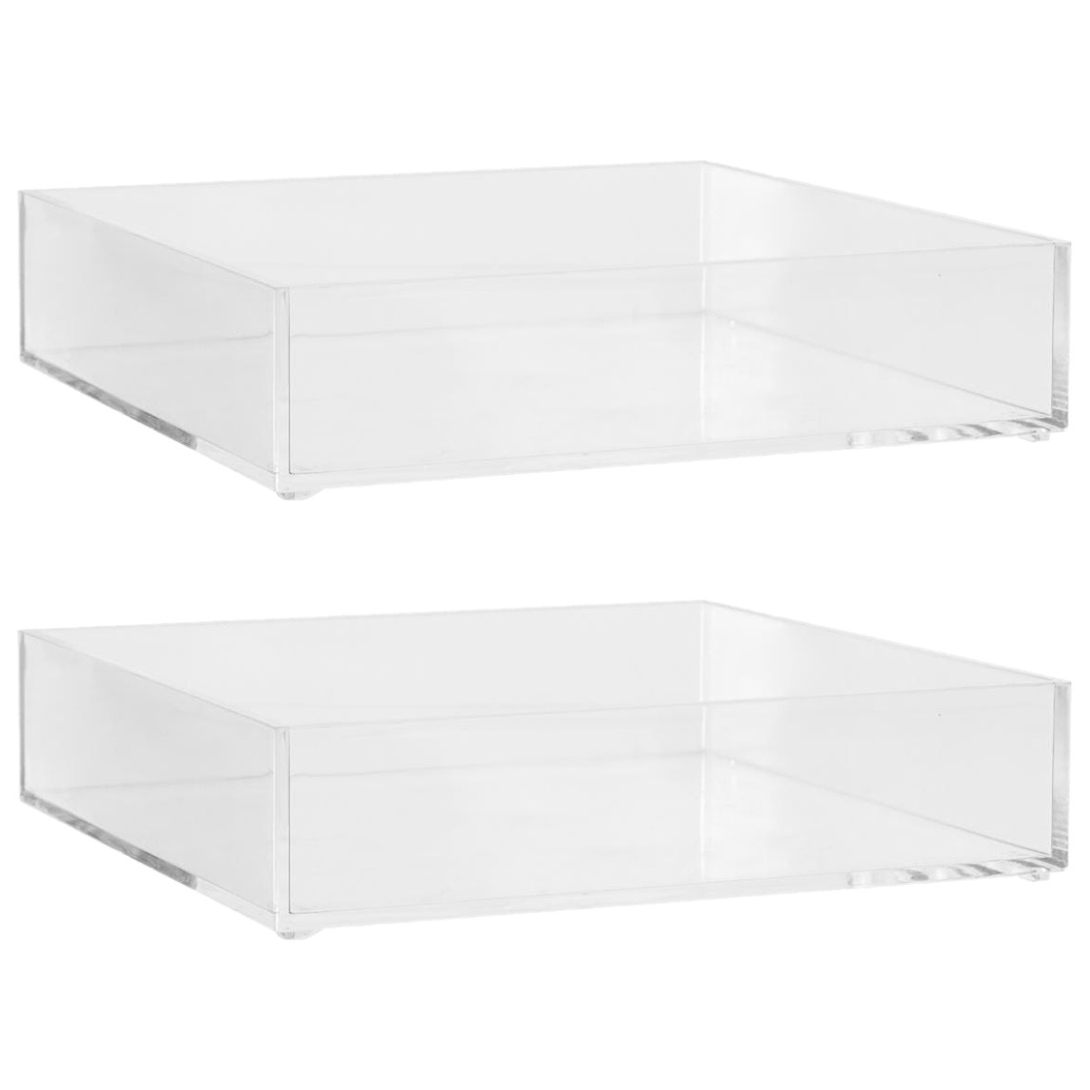 Set van 2x stuks sieraden/make-up houder/box vierkant 20 x 5 cm van kunststof -