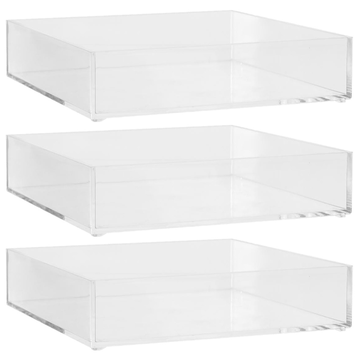 Set van 3x stuks sieraden/make-up houder/box vierkant 20 x 5 cm van kunststof -