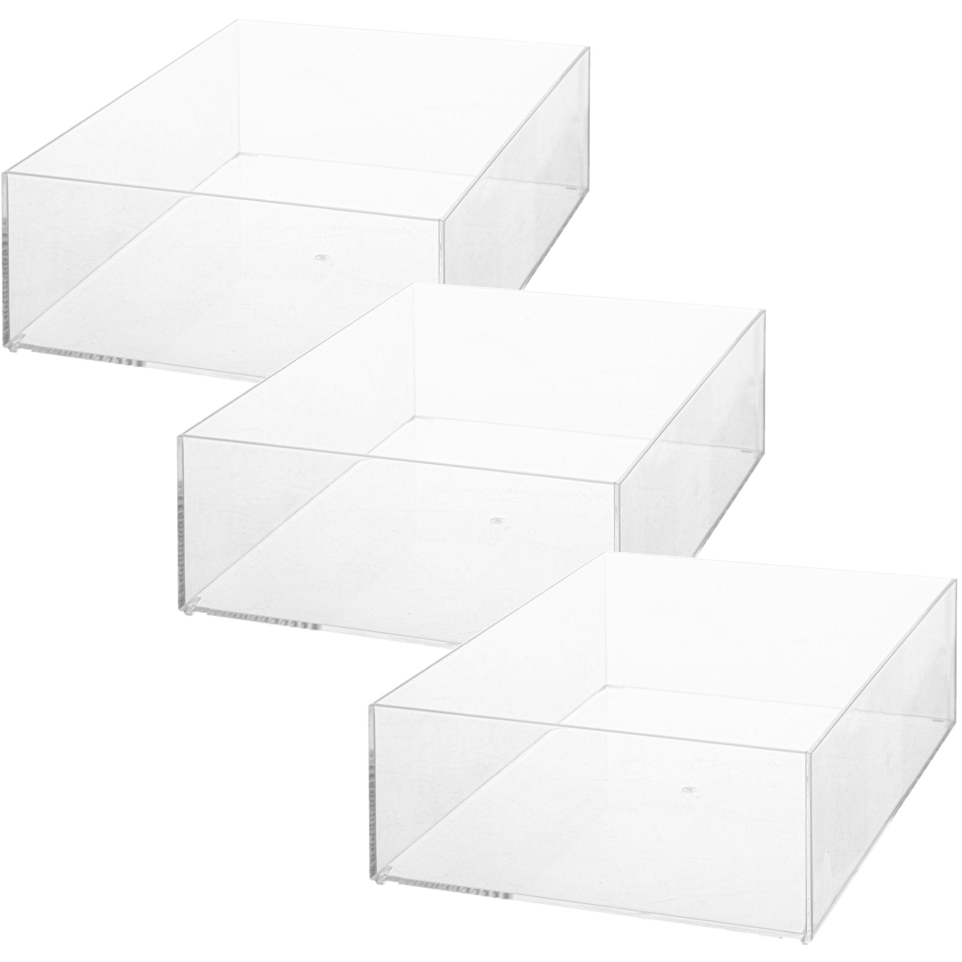 Set van 3x stuks sieraden/make-up houder/box rechthoek 25,5 x 8,5 cm van kunststof -
