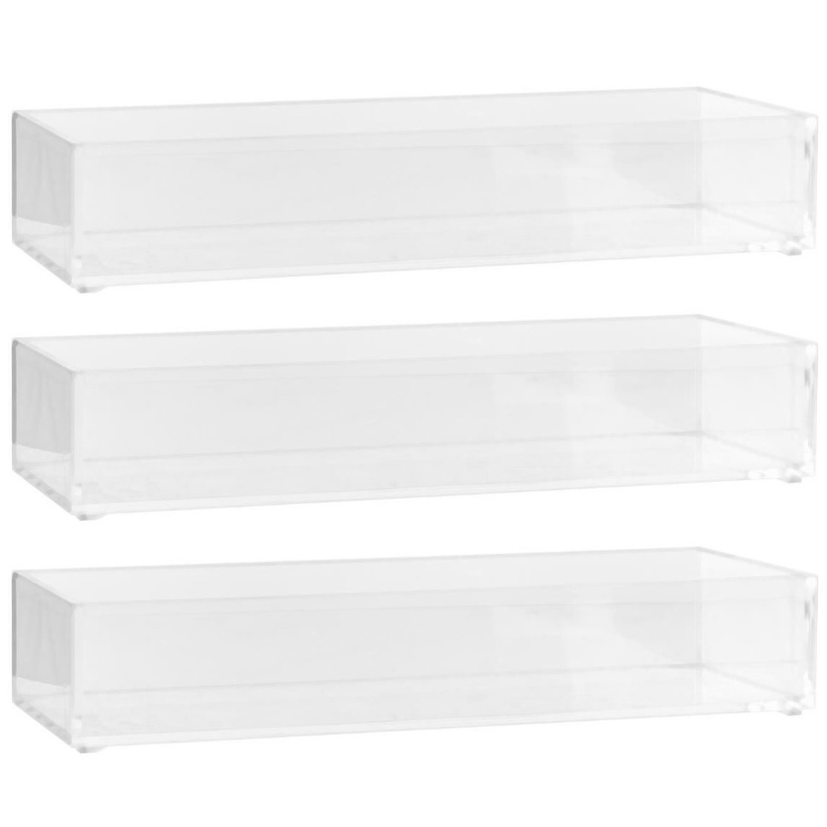 Set van 3x stuks sieraden/make-up houder/box rechthoek 25,5 x 5 cm van kunststof -