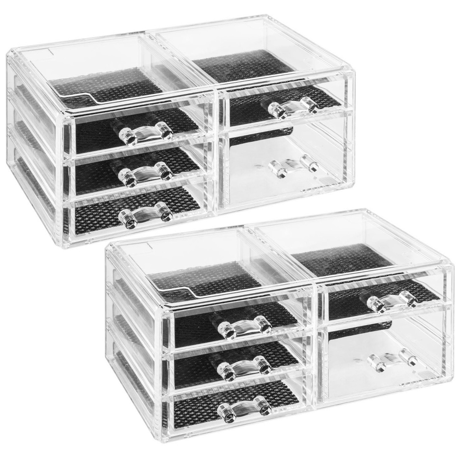 2x Stuks sieraden/make-up organizer 5 lades rechthoek 24 x 11 cm van kunststof -