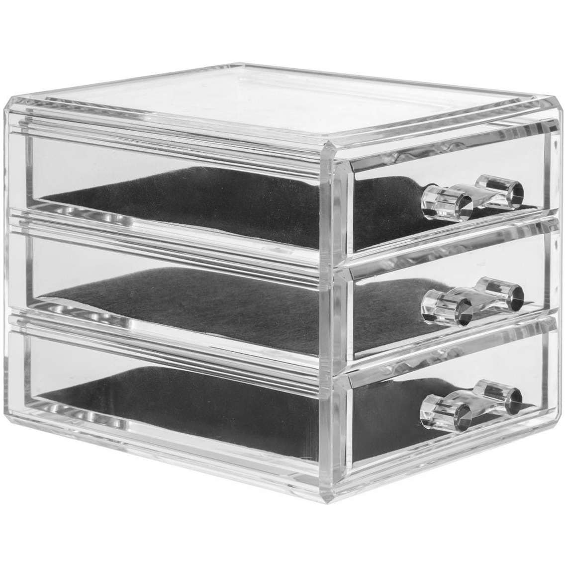 Sieraden/make-up organizer 3 lades rechthoek 15,5 x 10,5 cm van kunststof -