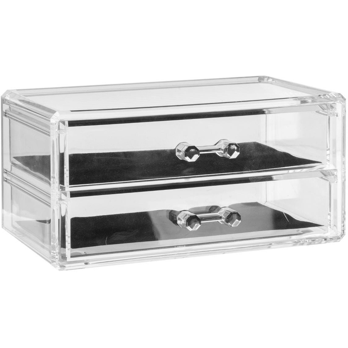 Sieraden/make-up organizer 2 lades rechthoek 19 x 9 cm van kunststof -
