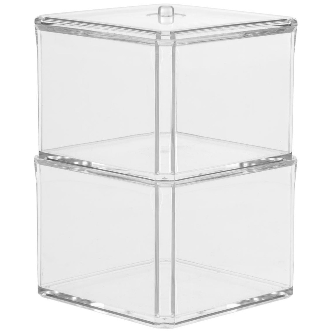 Dubbele make-up organizer en watjes houder vierkant 9,5 x 17 cm van kunststof -