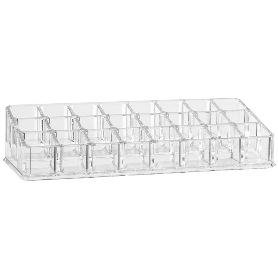 Make-up lippenstift organizer 24 vakken rechthoek 22,5 x 5 cm van kunststof -
