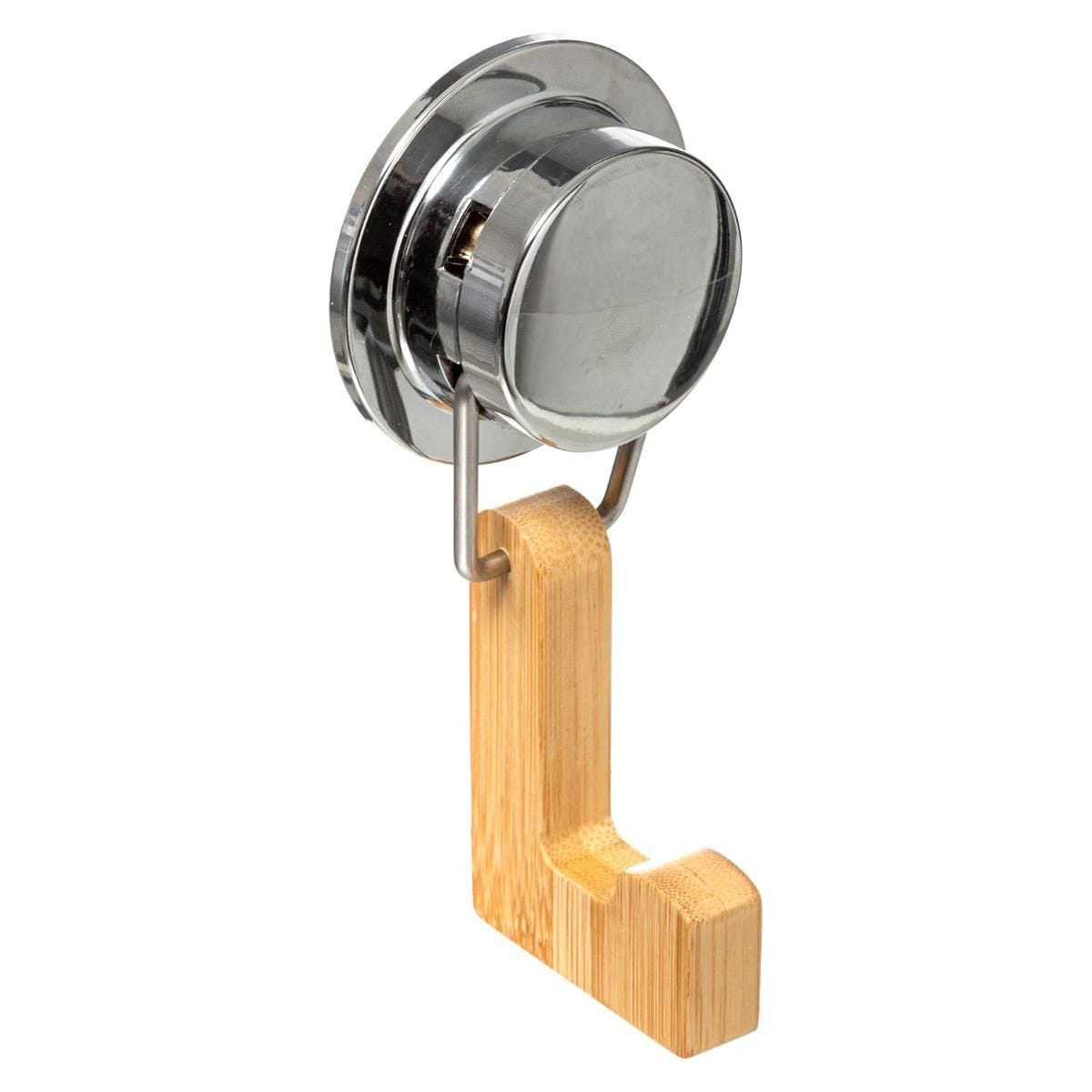 Badkamer handdoekhaakje/ophanghaakje bamboe hout met zuignap -