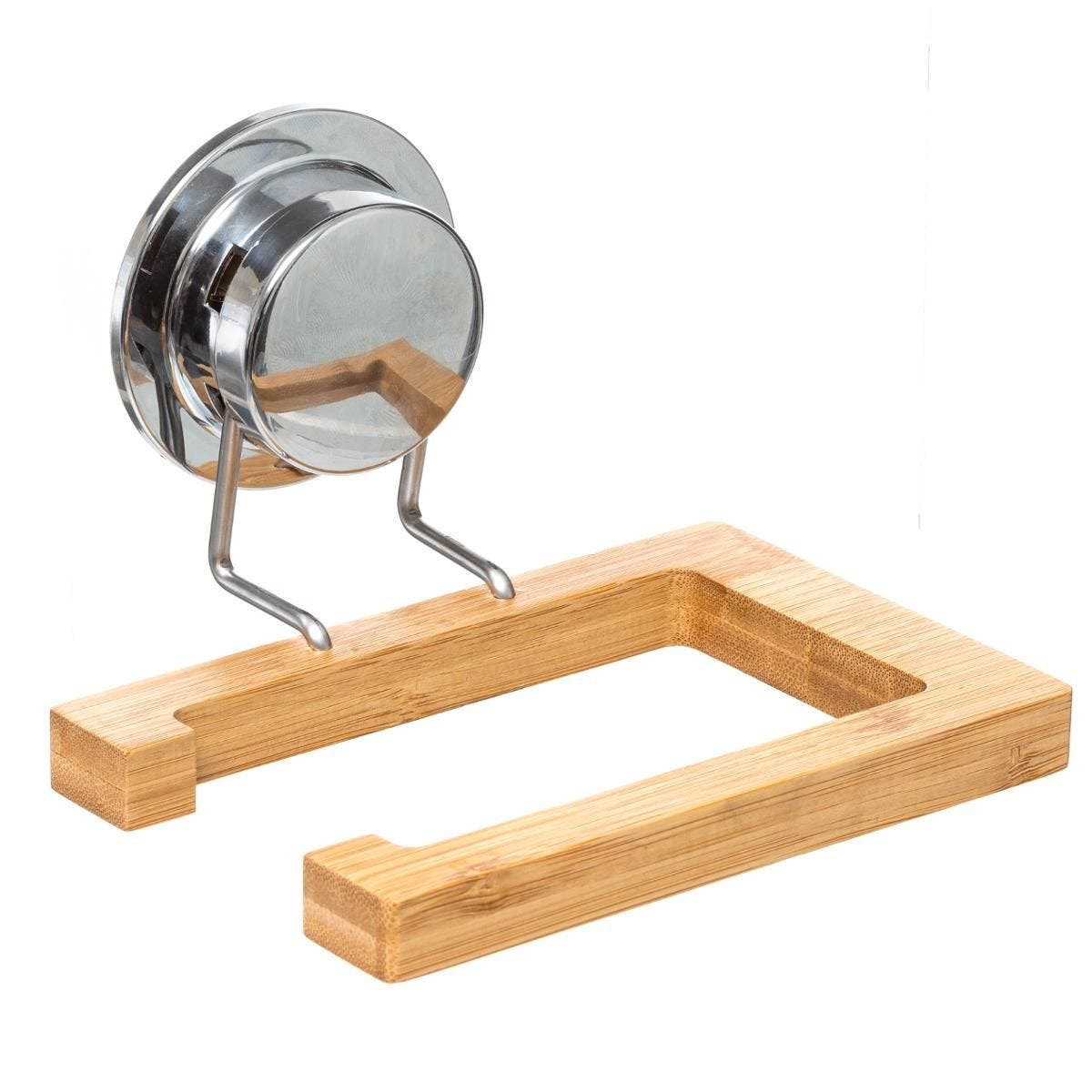 Toiletrolhouder bamboe hout met zuignap -