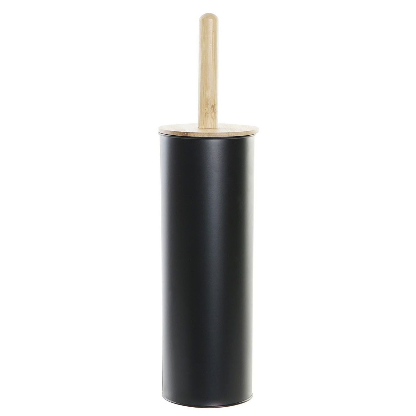 Toiletborstel zwart met houder van metaal 38 cm -