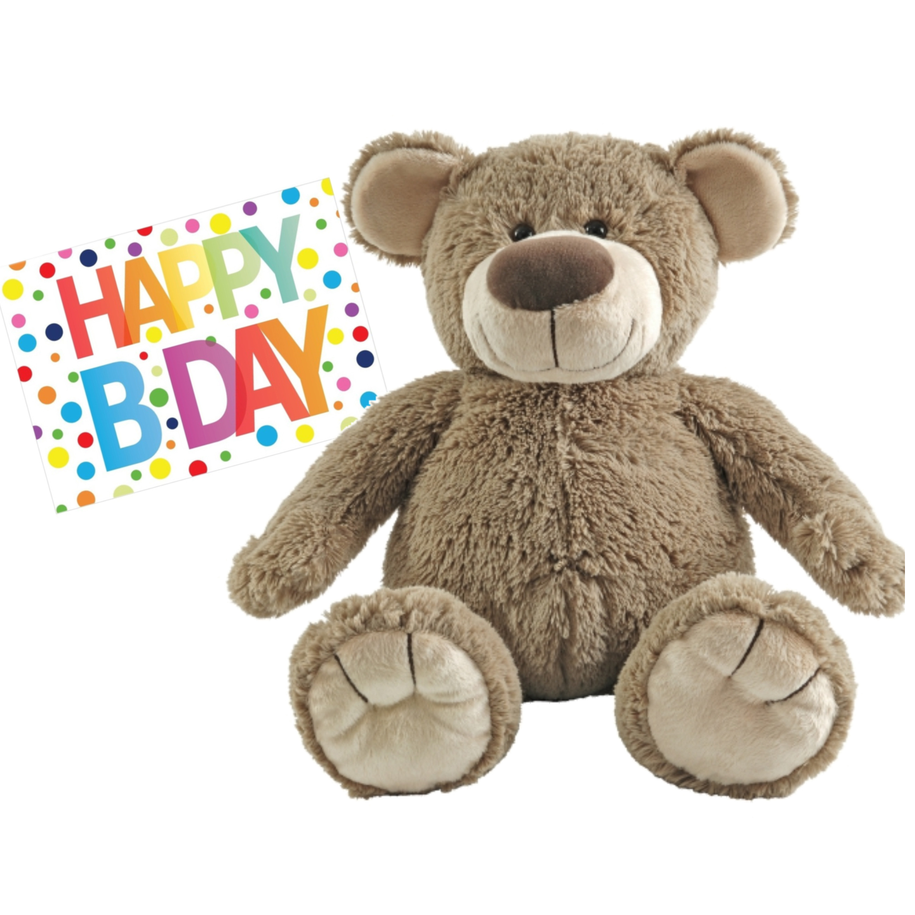 Pluche knuffel Happy Horse knuffelbeer 55 cm met Happy Birthday wenskaart -