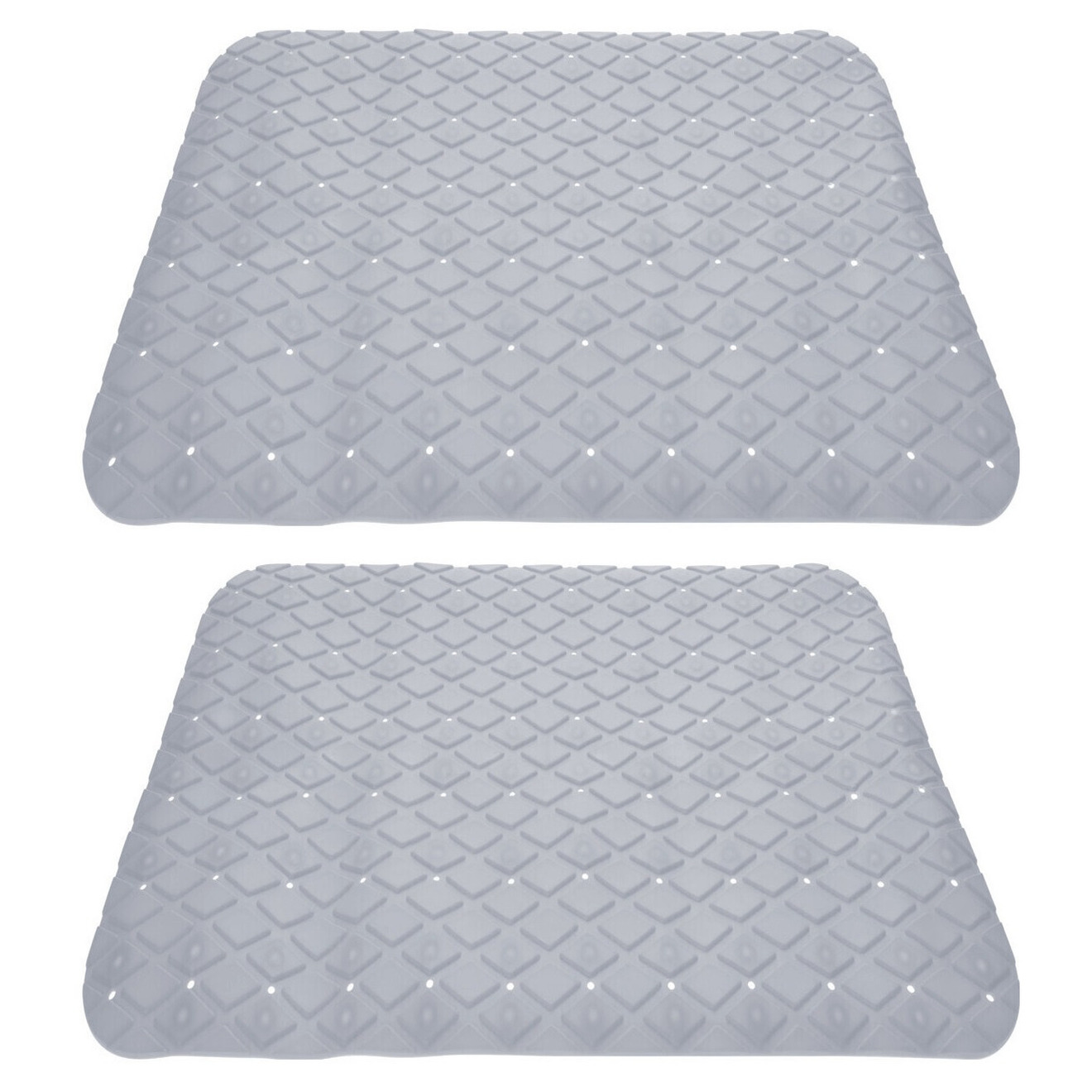 2x stuks anti-slip badmatten licht grijs 55 x 55 cm vierkant -