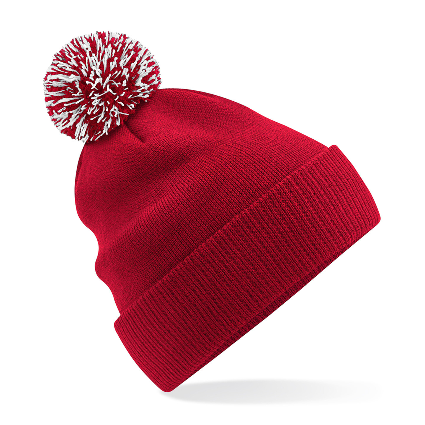 Beechfield Wintermuts met gekleurde Pompon - rood - 100% polyester - volwassenen One size -