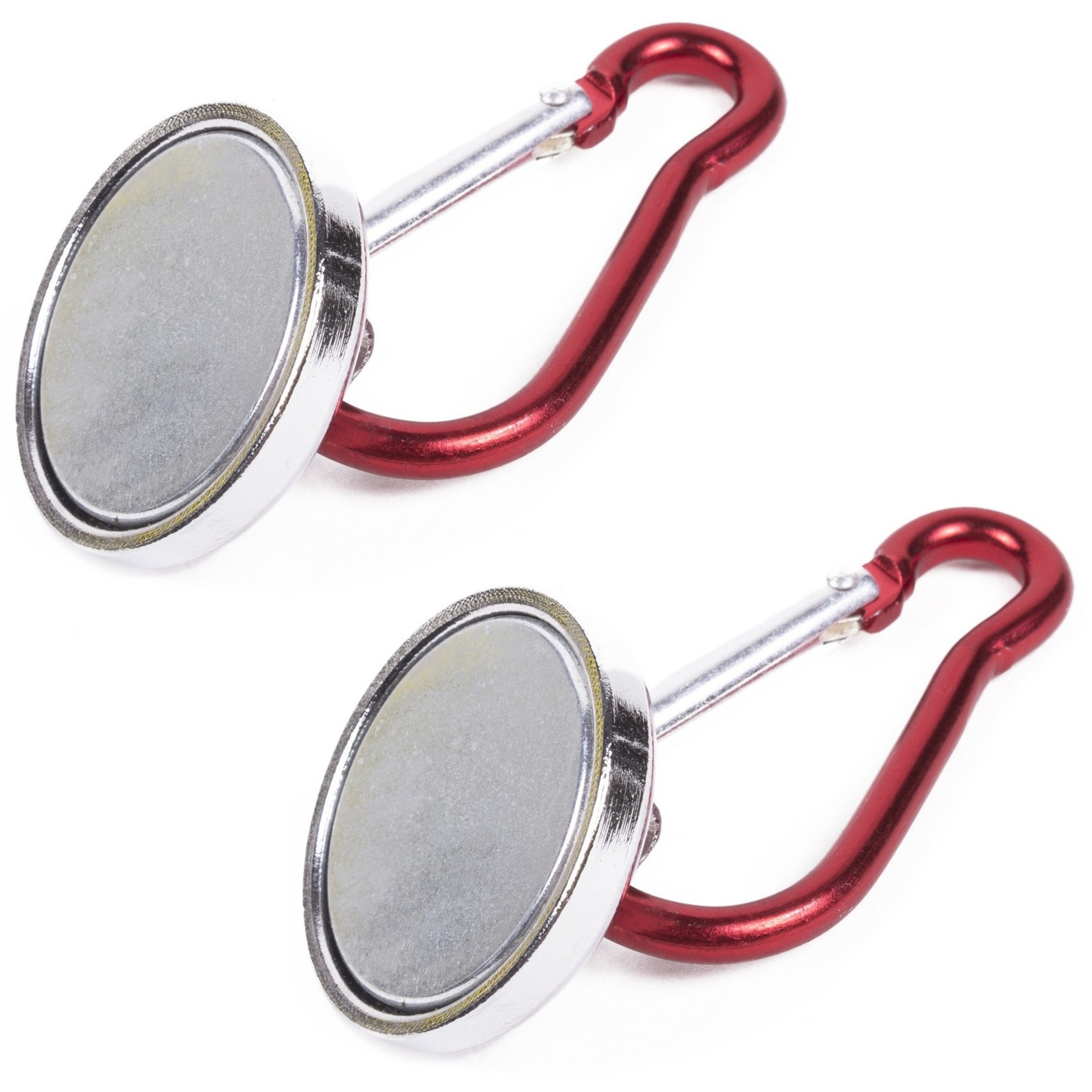 2x stuks magneten met karabijnhaak / karabiner tot 15 kg -