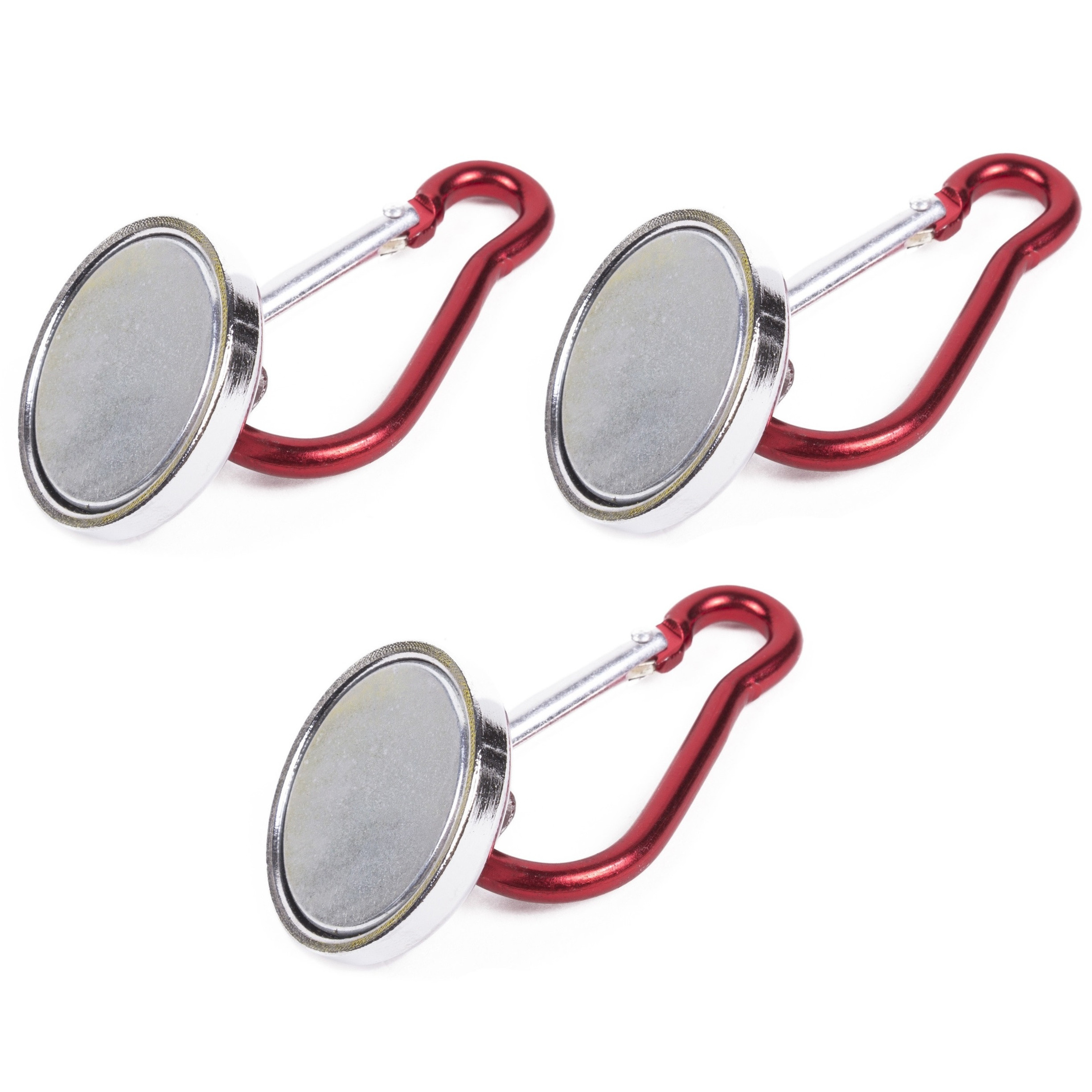 3x stuks magneten met karabijnhaak / karabiner tot 15 kg -