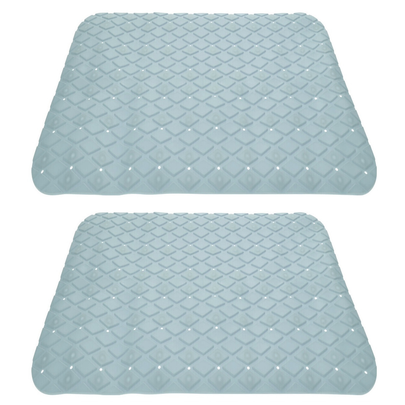 2x stuks anti-slip badmatten mintgroen 55 x 55 cm vierkant -