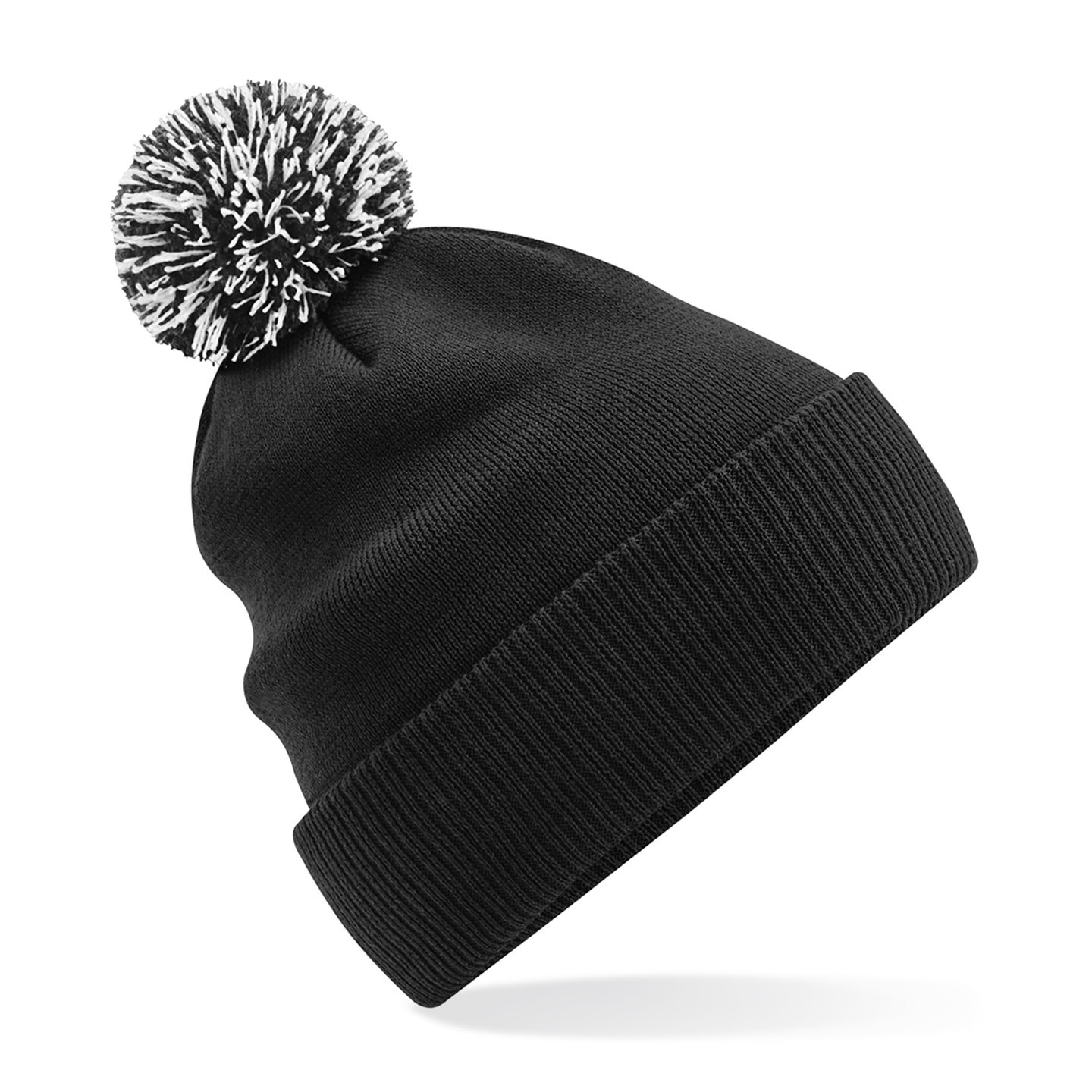 Beechfield Wintermuts met gekleurde Pompon - zwart - 100% polyester - volwassenen One size -