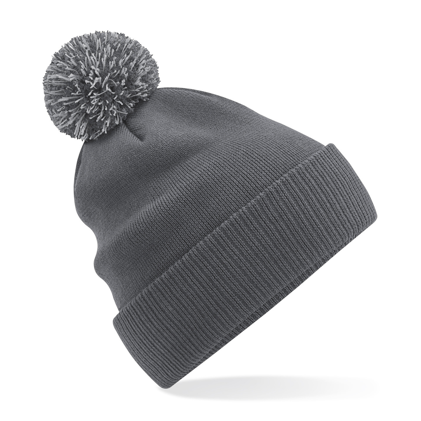Beechfield Wintermuts met gekleurde Pompon - grijs - 100% polyester - volwassenen One size -