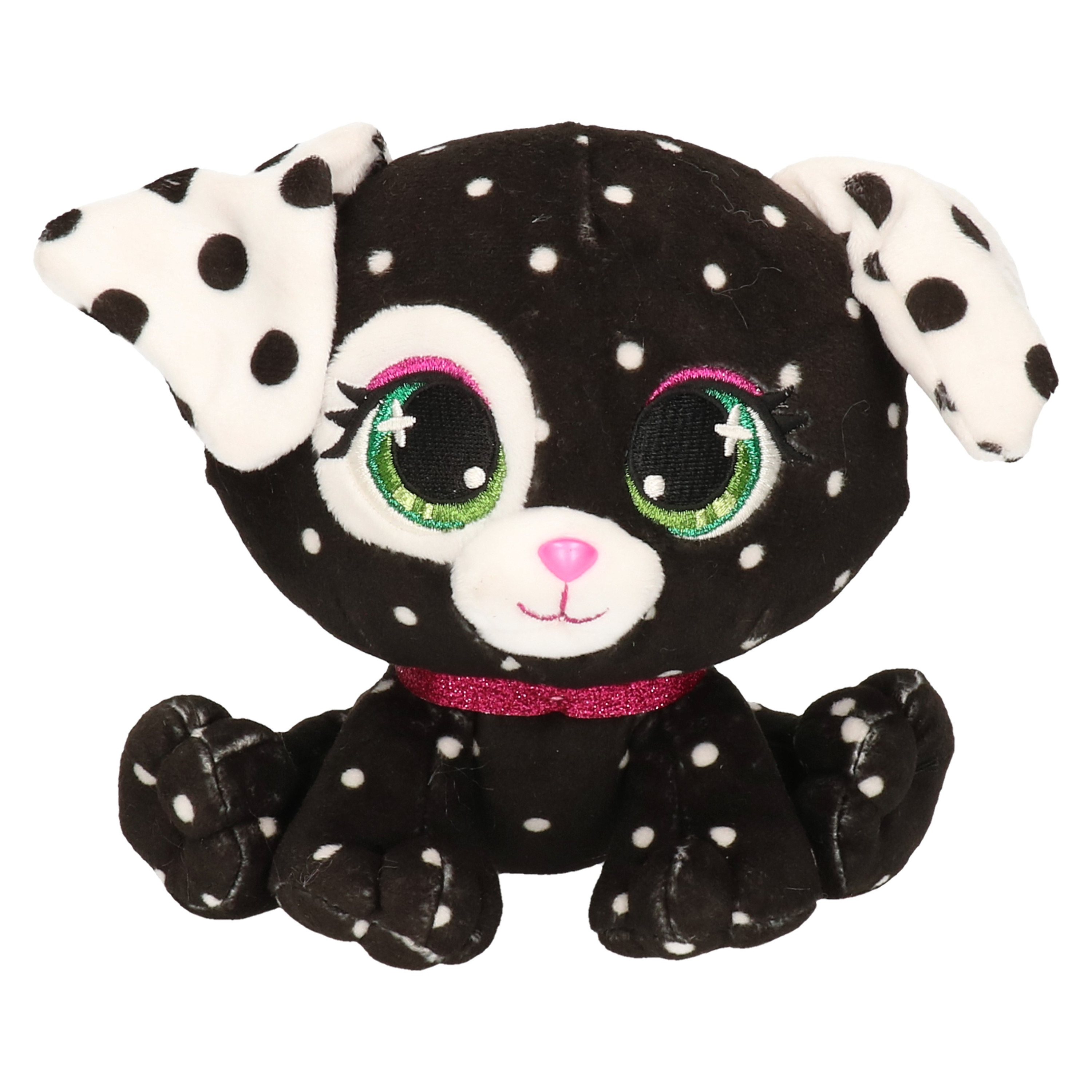 Pluche designer knuffel P-Lushes Pets gestippelde hond zwart/wit 15 cm -