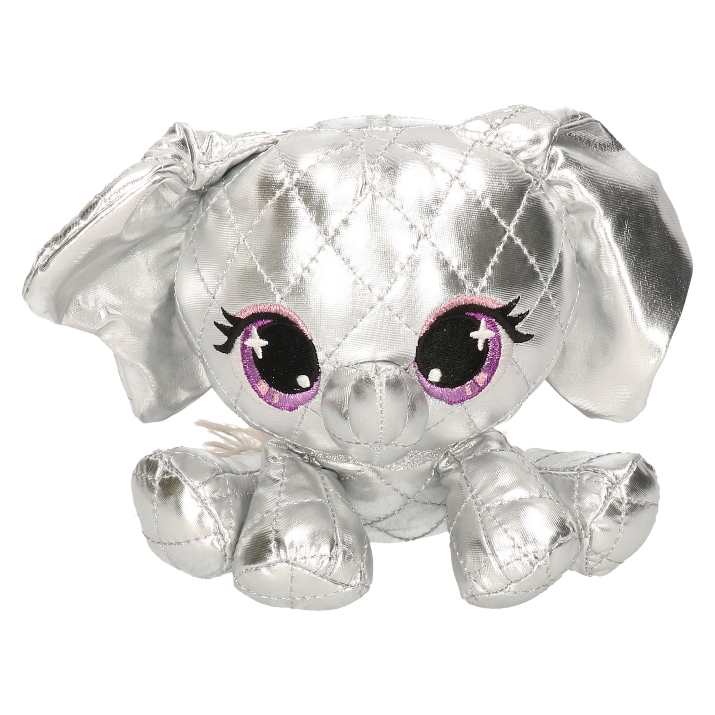 Pluche designer knuffel P-Lushes Pets olifant zilver 16 cm -