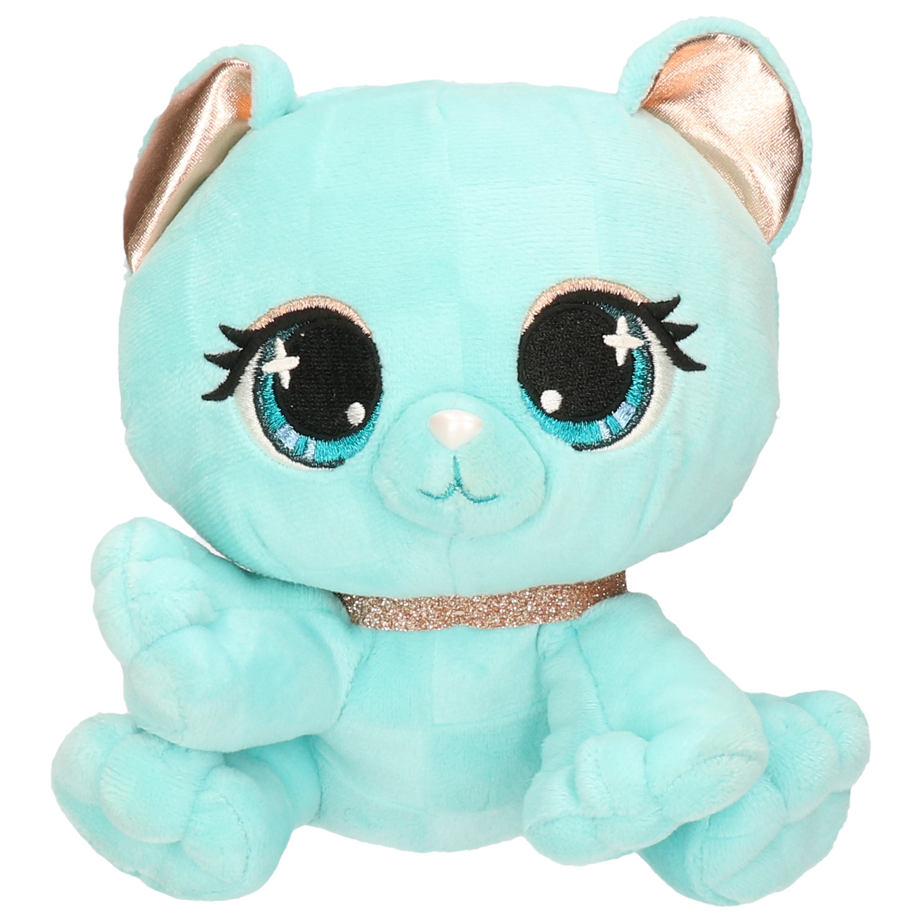 Pluche designer knuffel P-Lushes Pets kat/poes aqua blauw 15 cm -