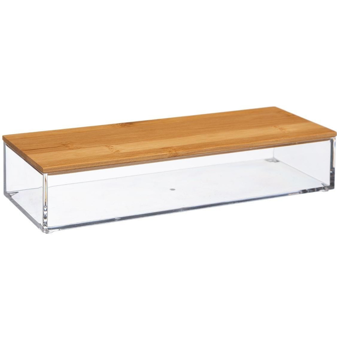 Sieraden/make-up houder/box rechthoek met deksel 25,5 x 5 cm van kunststof -