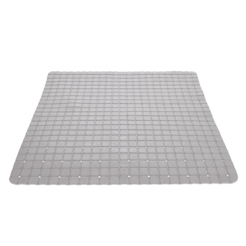 Anti-slip badmat lichtgrijs 55 x 55 cm vierkant -