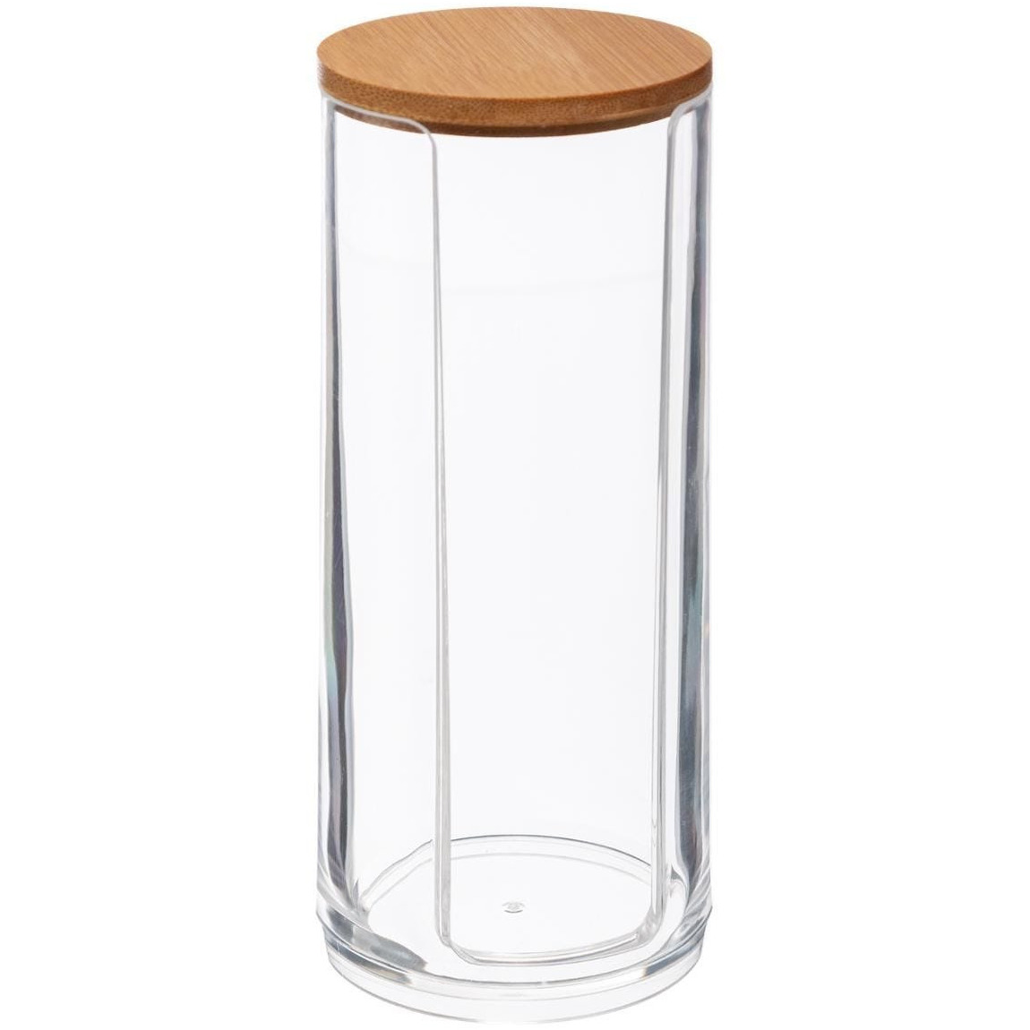Wattenschijfjes houder/box/dispenser 7,5 x 17,5 cm van kunststof/bamboe -