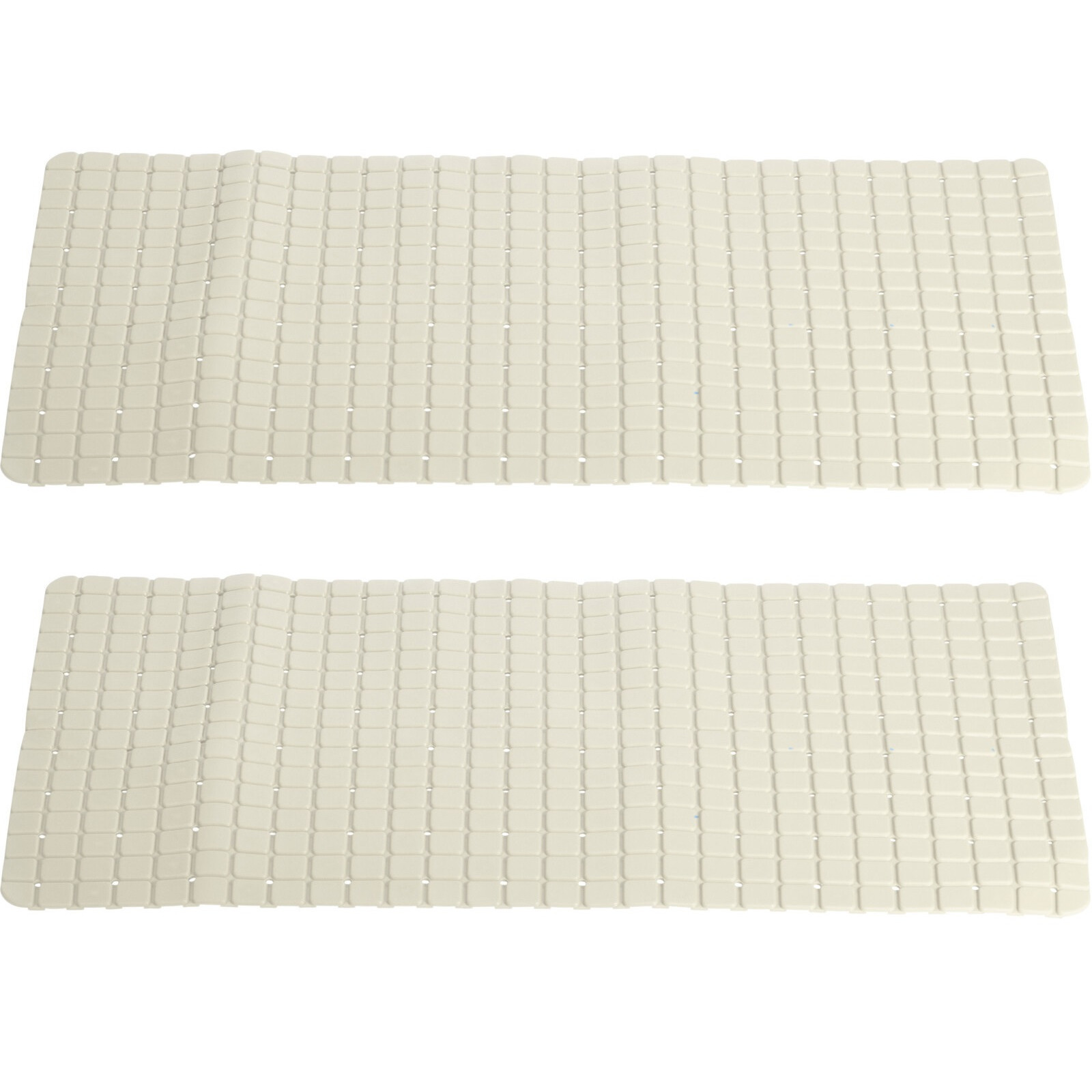 2x stuks anti-slip badmatten creme wit 69 x 39 cm rechthoekig -