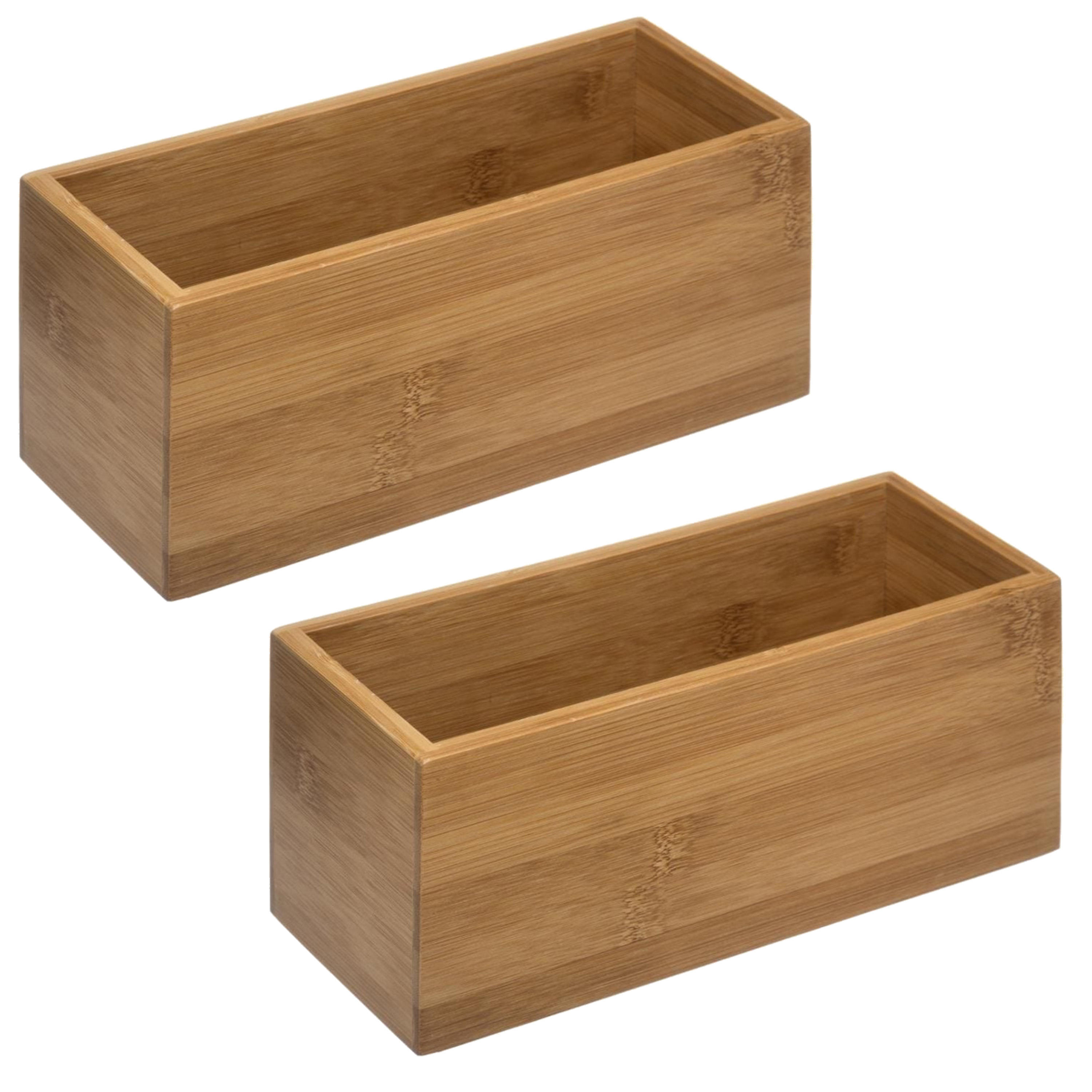 Set van 2x stuks sieraden/make-up houder/box rechthoek 23 x 9,5 cm van bamboe hout -