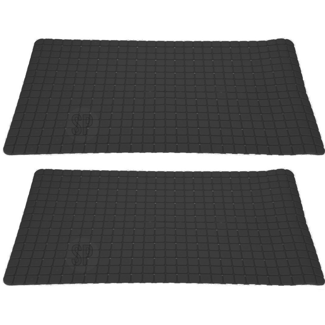2x stuks anti-slip badmatten zwart 69 x 39 cm rechthoekig -