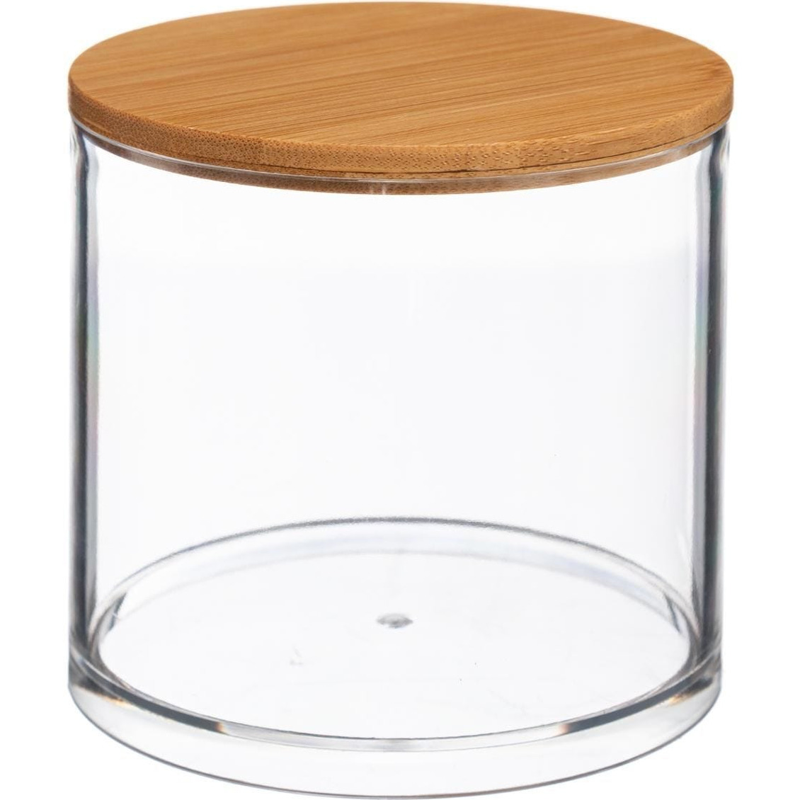 Watten houder/box/dispenser 9,5 x 9,5 cm van kunststof/bamboe -