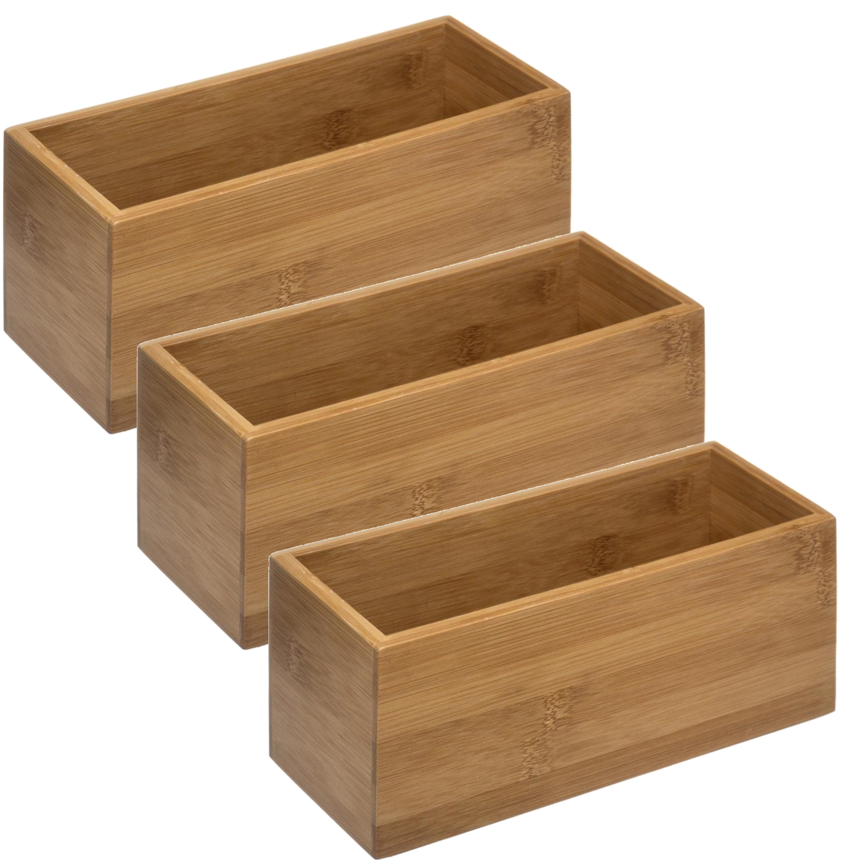 Set van 3x stuks sieraden/make-up houder/box rechthoek 23 x 9,5 cm van bamboe hout -
