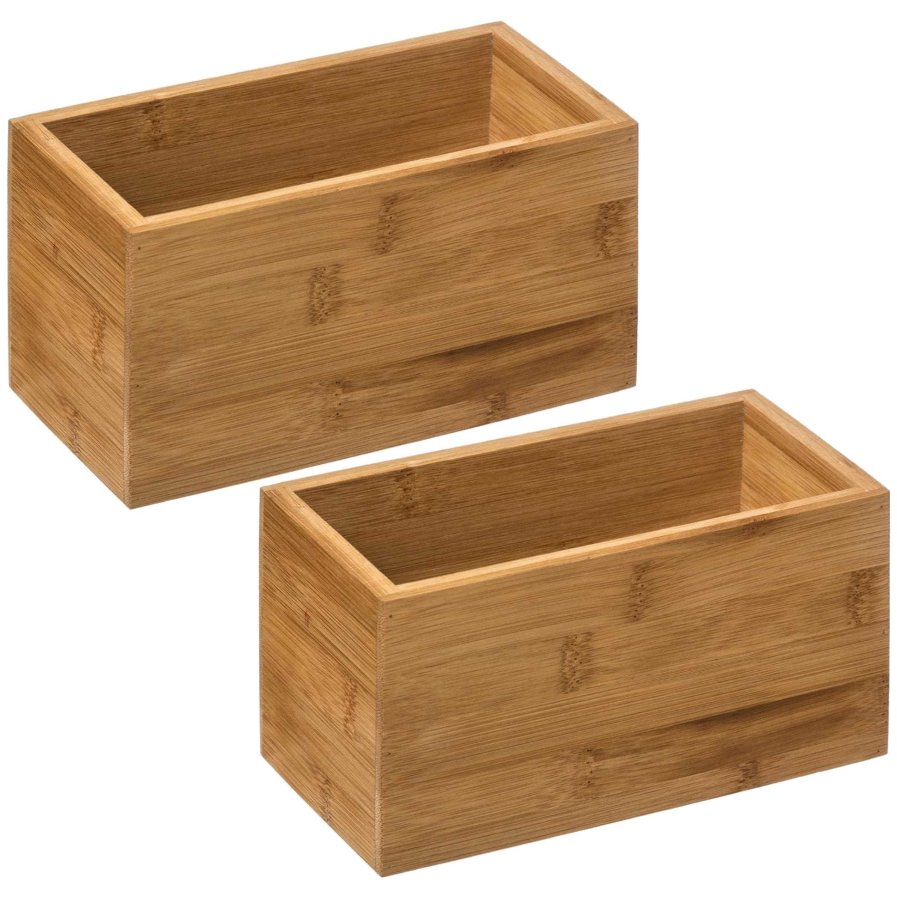 Set van 2x stuks sieraden/make-up houder/box rechthoek 18 x 9,5 cm van bamboe hout -