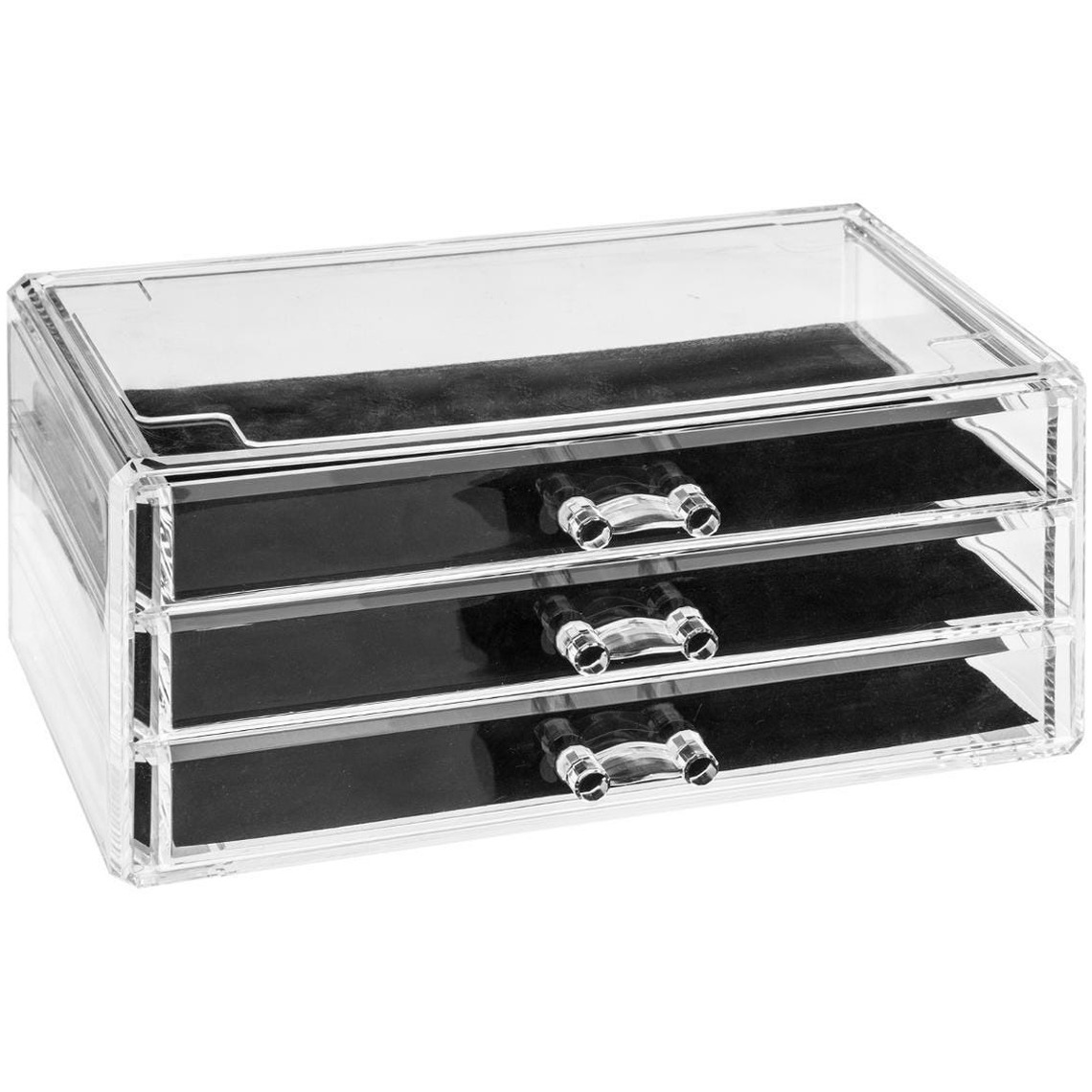 Sieraden/make-up organizer 3 lades rechthoek 24 x 11 cm van kunststof -