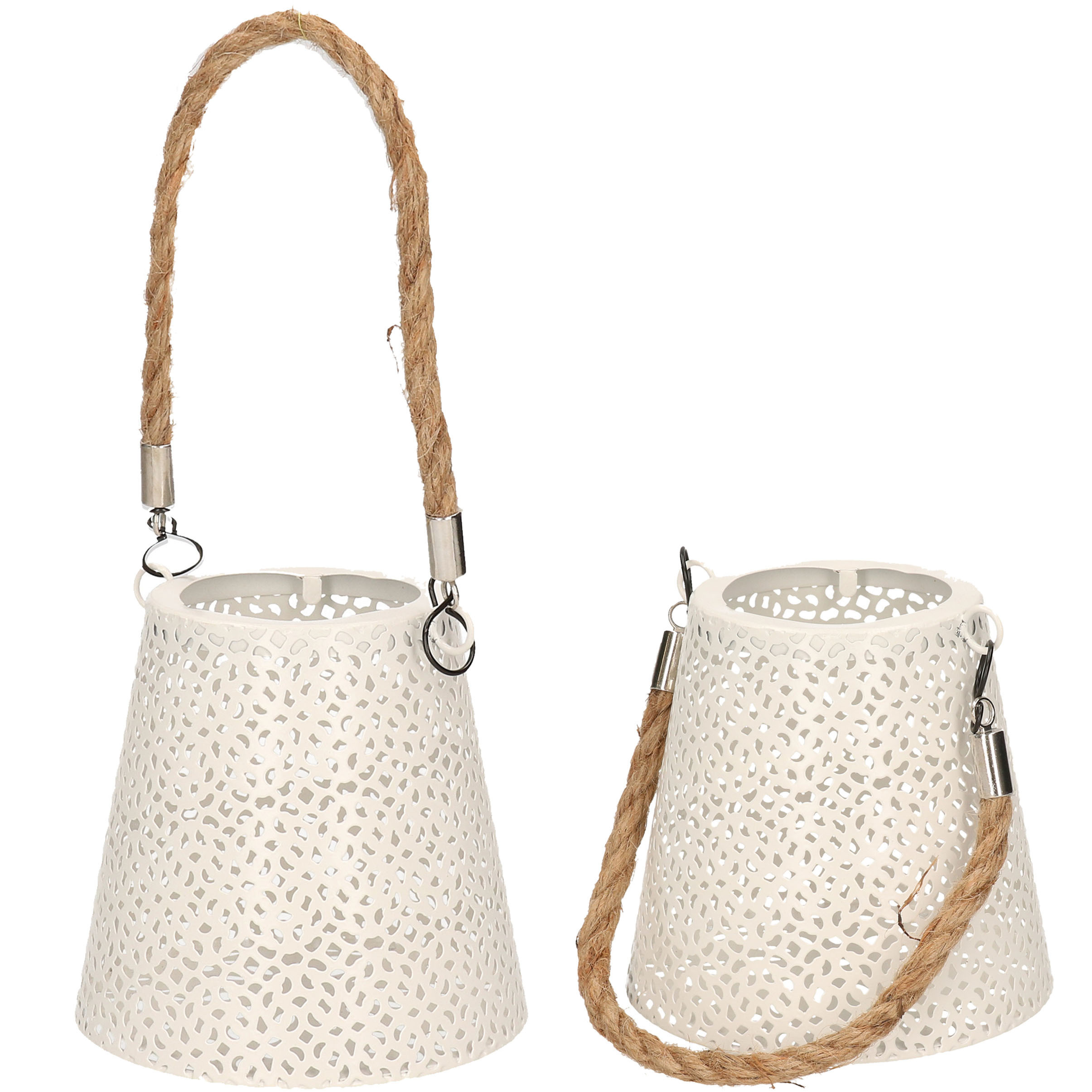 2x stuks solar hanglamp wit metaal voor buiten 12 cm -