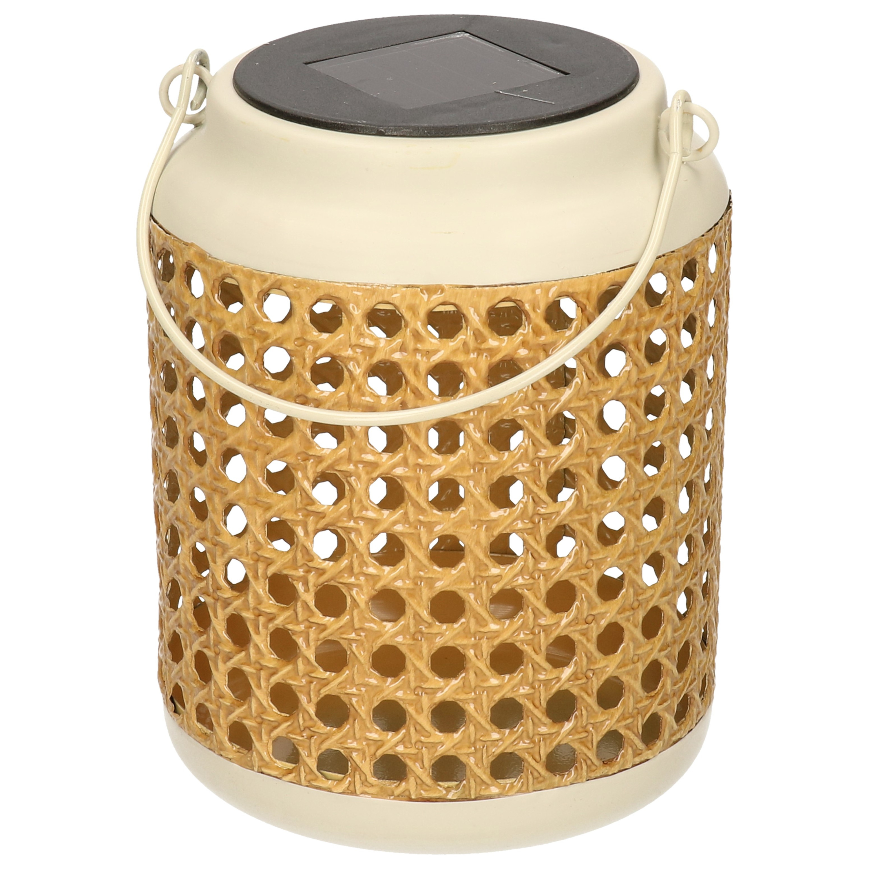 Solar lantaarn rotan - wit - 17 cm -
