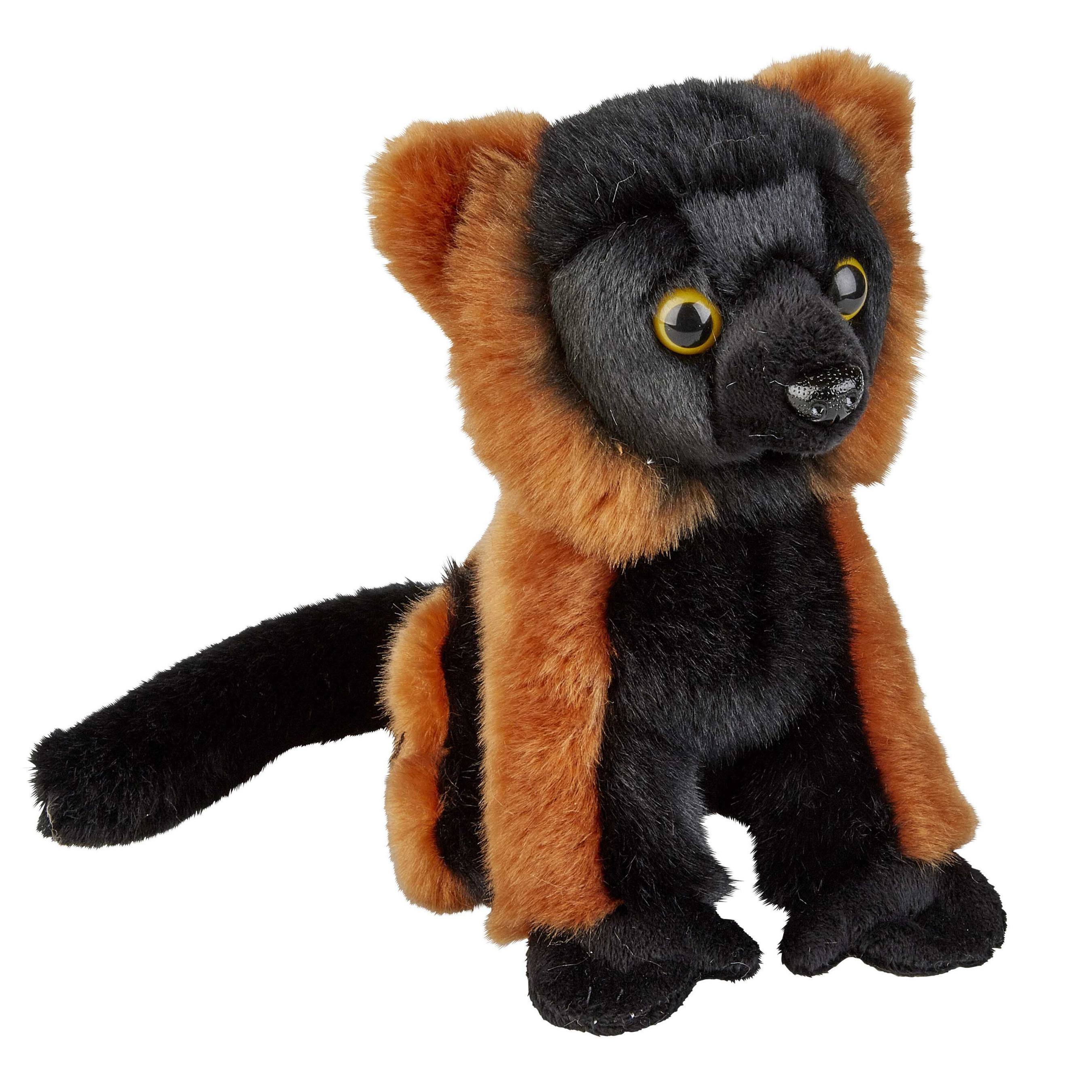 Pluche knuffel Lemur aapje - 18 cm - rood/zwart - Speelgoed apen/aapjes knuffelbeesten -