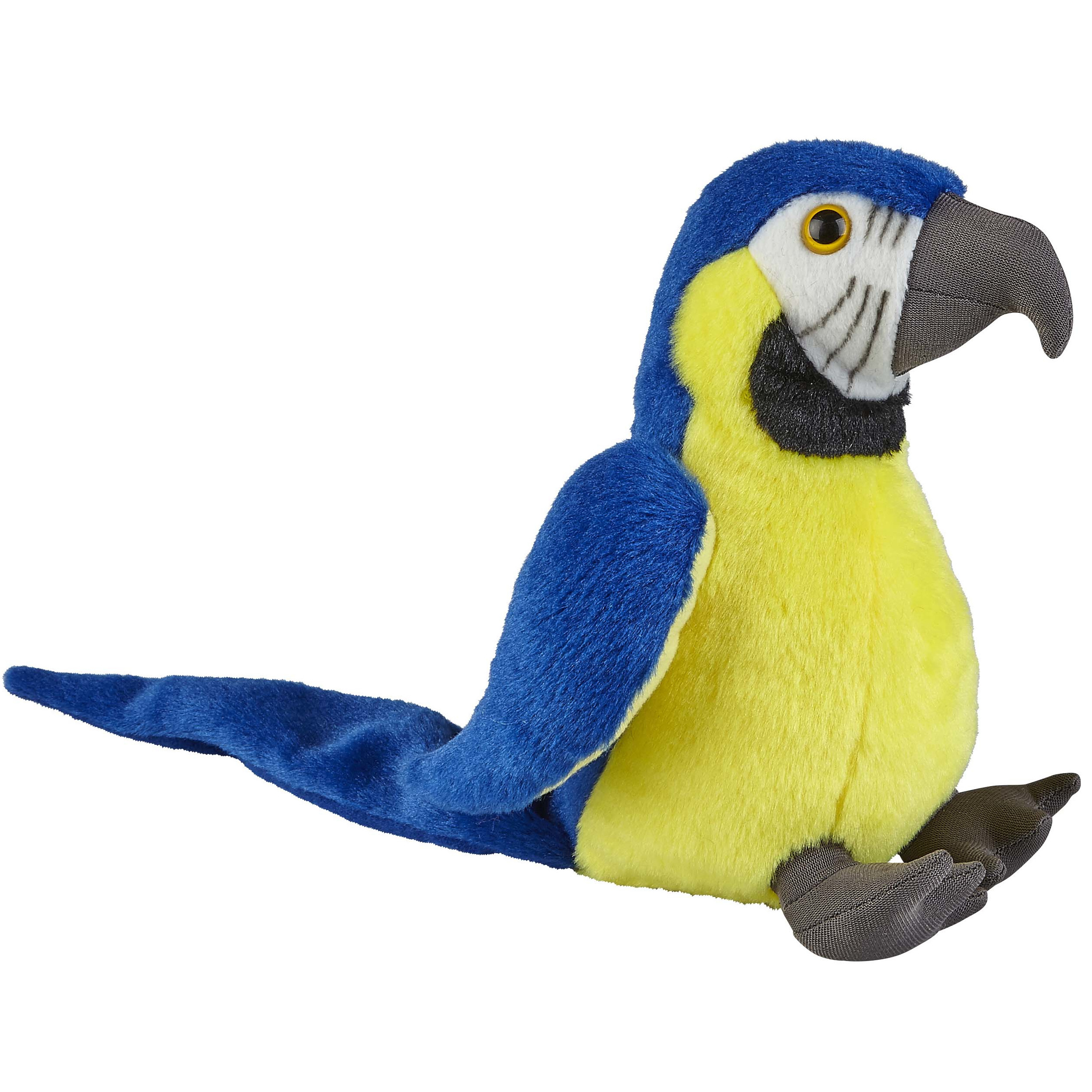 Pluche knuffel dieren blauw/goud Macaw papegaai vogel van 18 cm -