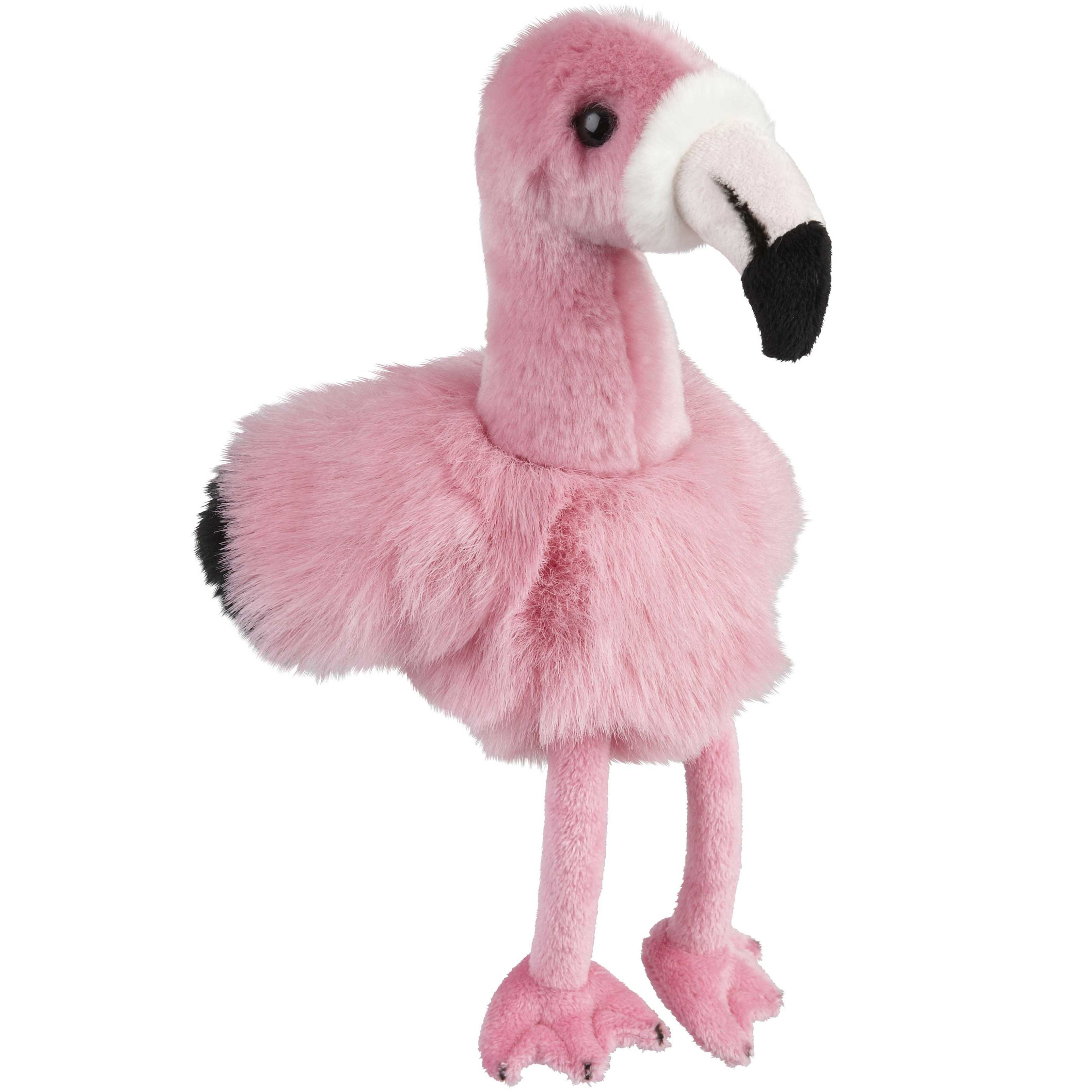 Pluche knuffel dieren roze flamingo vogel van 18 cm -