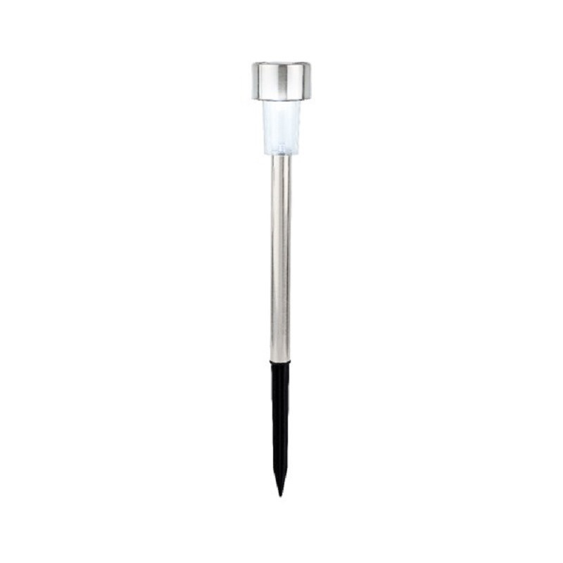 1x Buiten/tuin Led zilveren stekers solar verlichting 24 cm RVS koud wit -