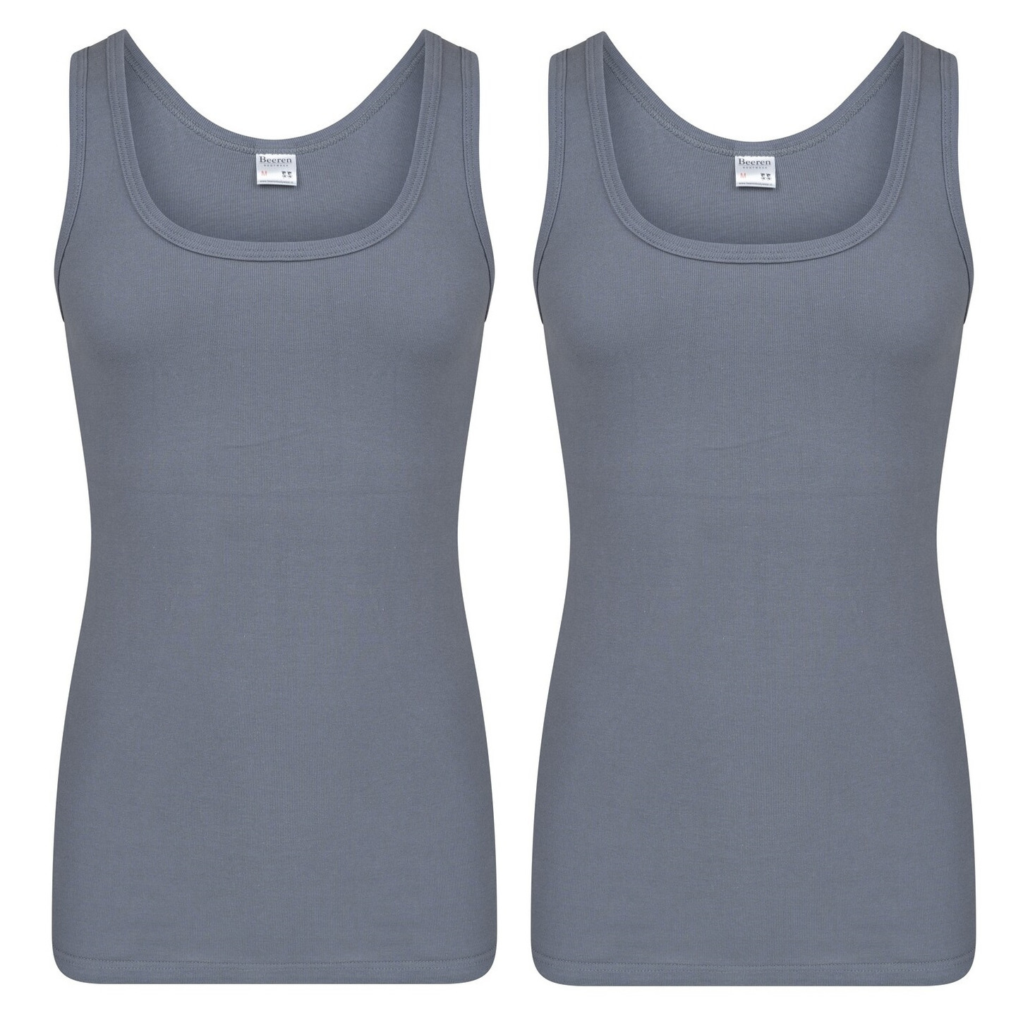 Set van 3x stuks Beeren heren hemd/singlet donker grijs 100% katoen, maat: M -