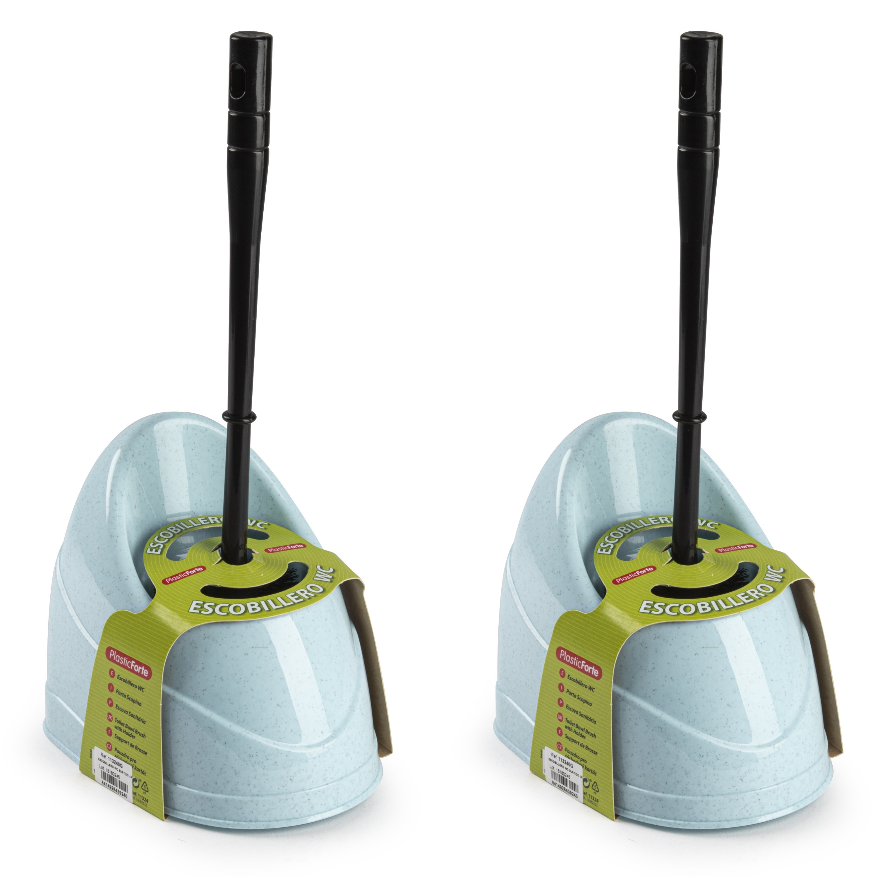 2x stuks toiletborstels/wc-borstels met houder 45 cm blauw/zwart -