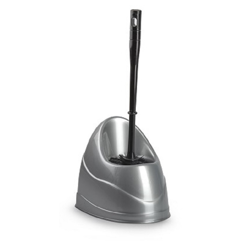 Toiletborstel/wc-borstel met houder 45 cm zilvergrijs/zwart -