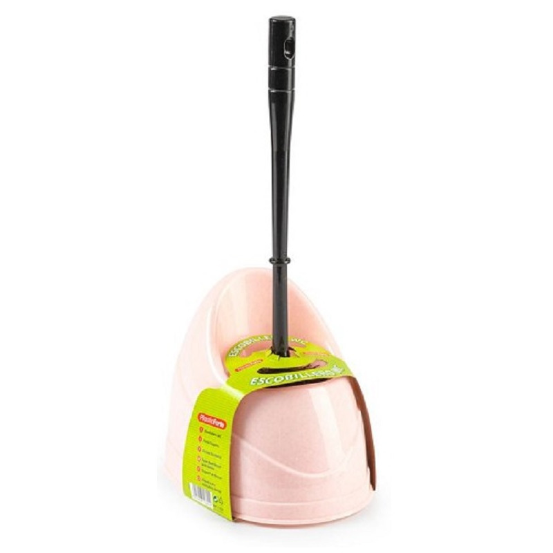 Toiletborstel/wc-borstel met houder 45 cm roze/zwart -