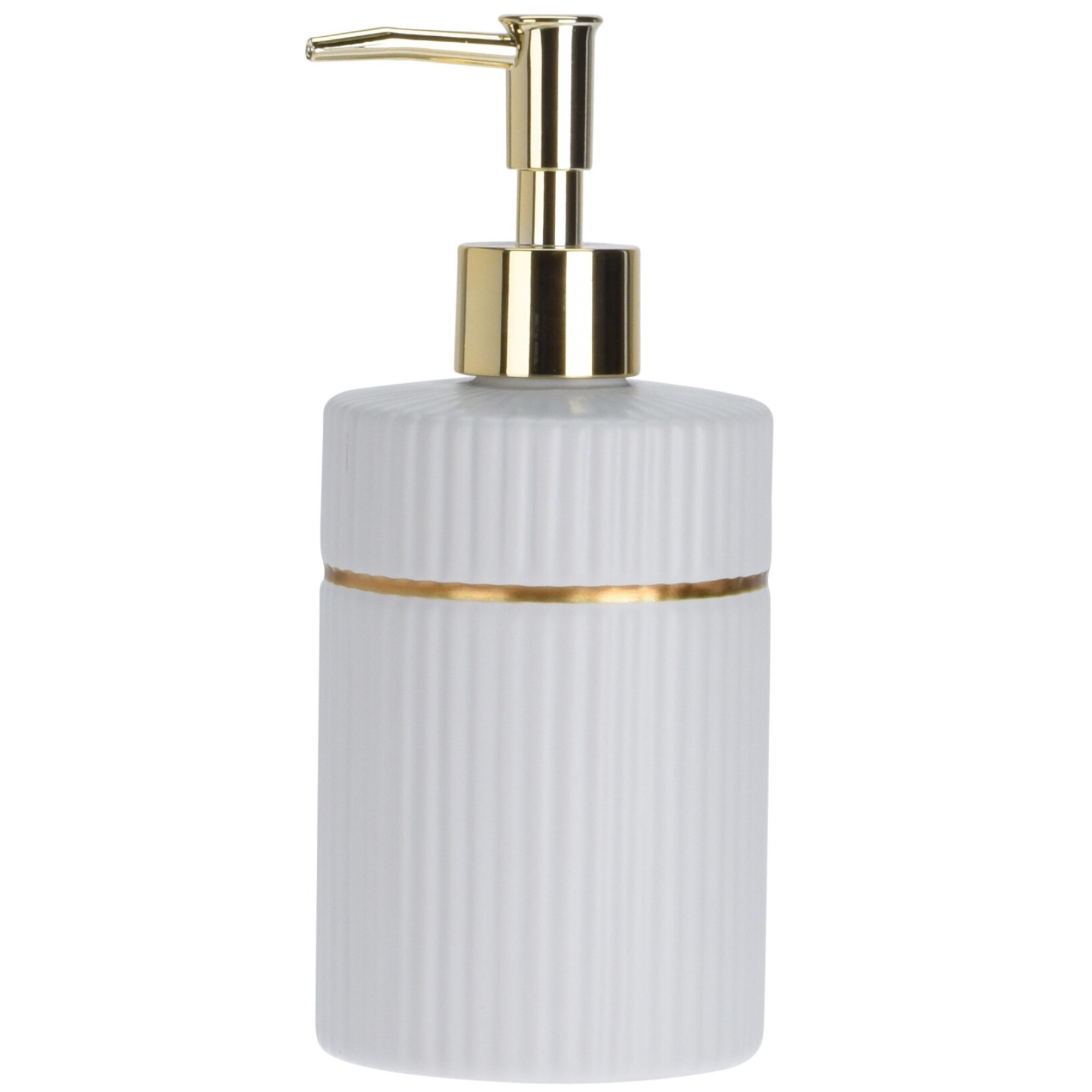 Zeeppompje/zeepdispenser wit van keramiek 300 ml -