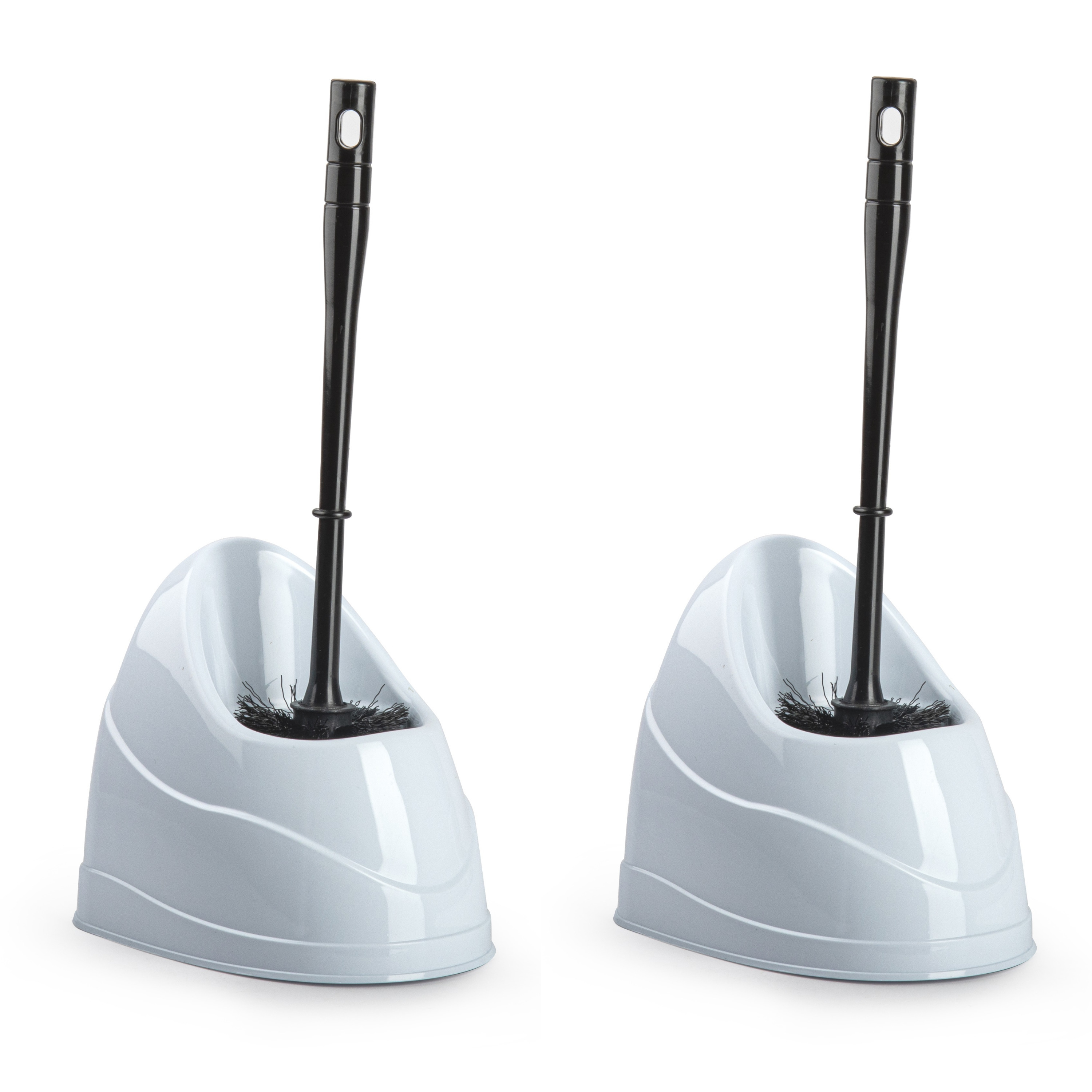 2x stuks toiletborstels/wc-borstels met houder 45 cm wit/zwart -