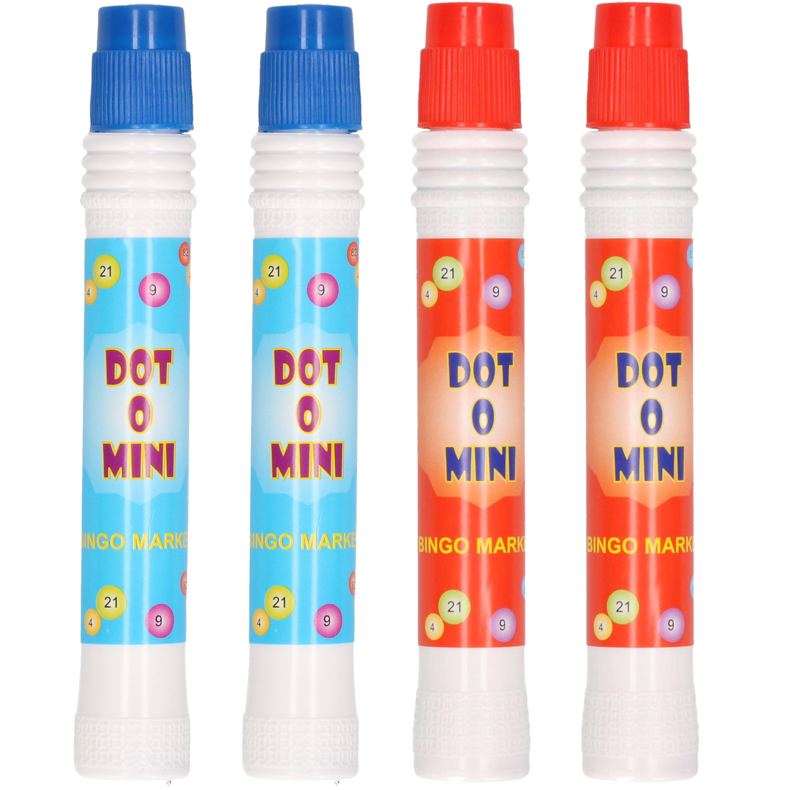 4x Bingostiften in blauw en rood -