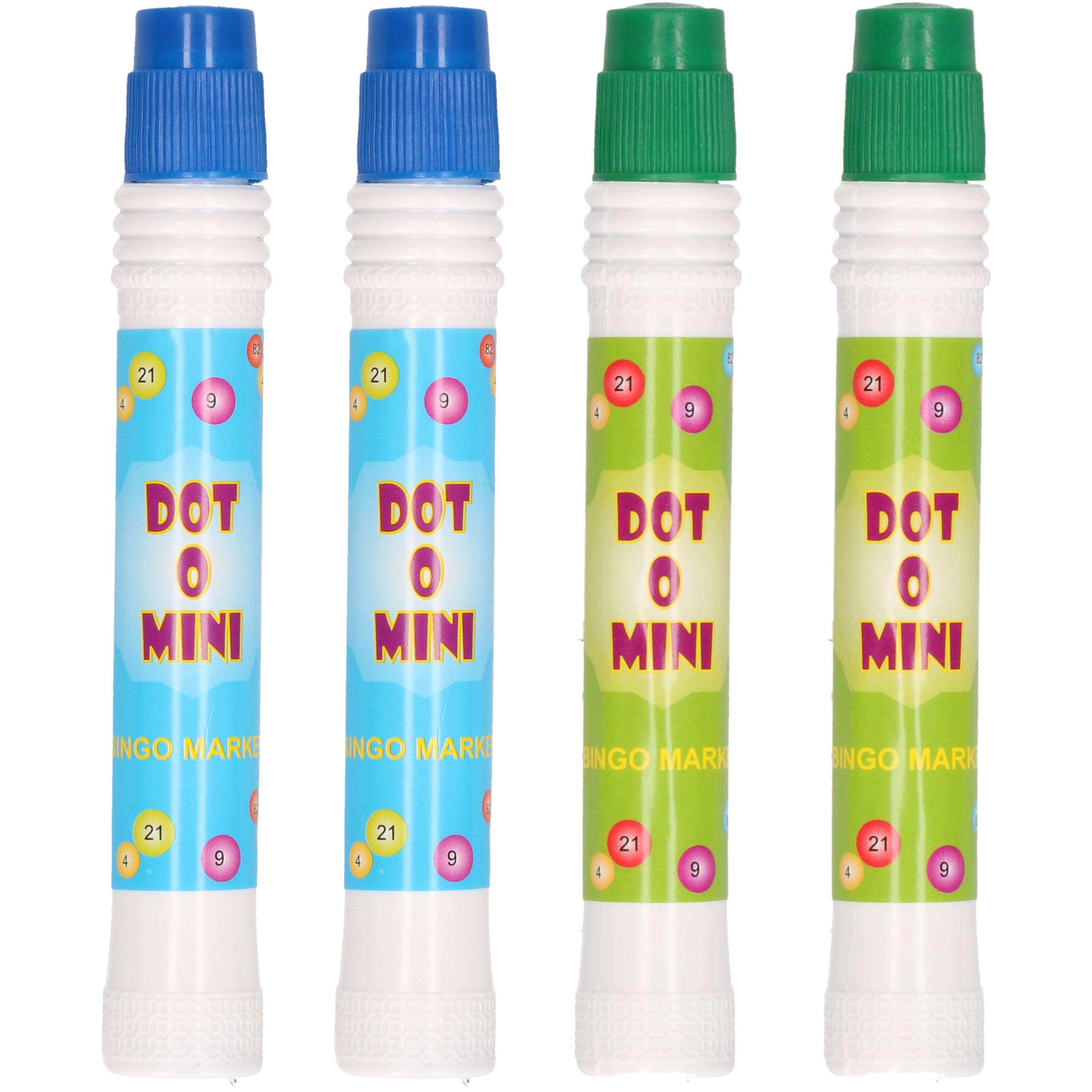 4x Bingostiften in blauw en groen -